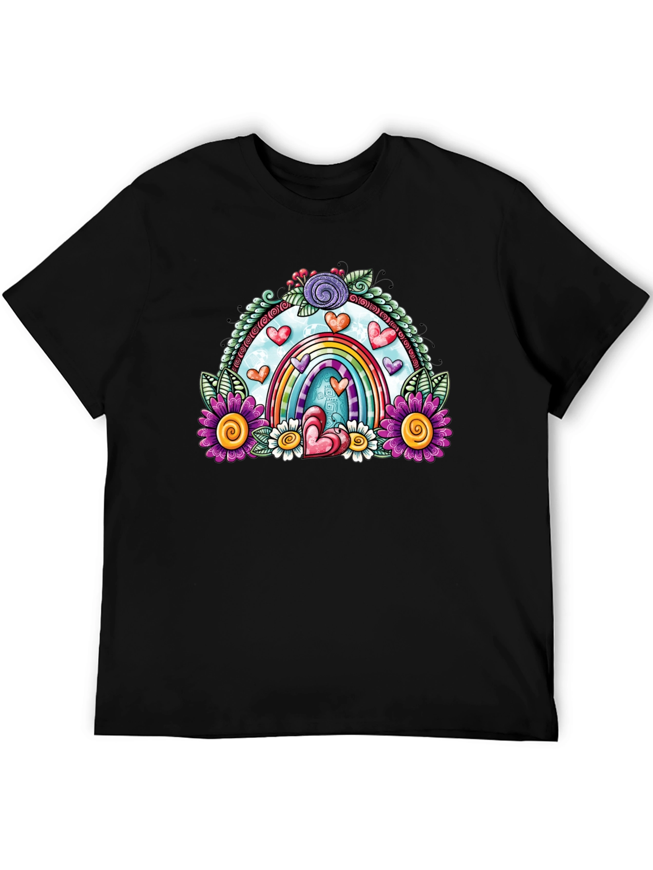 Rainbow Heart Floral T-Shirt