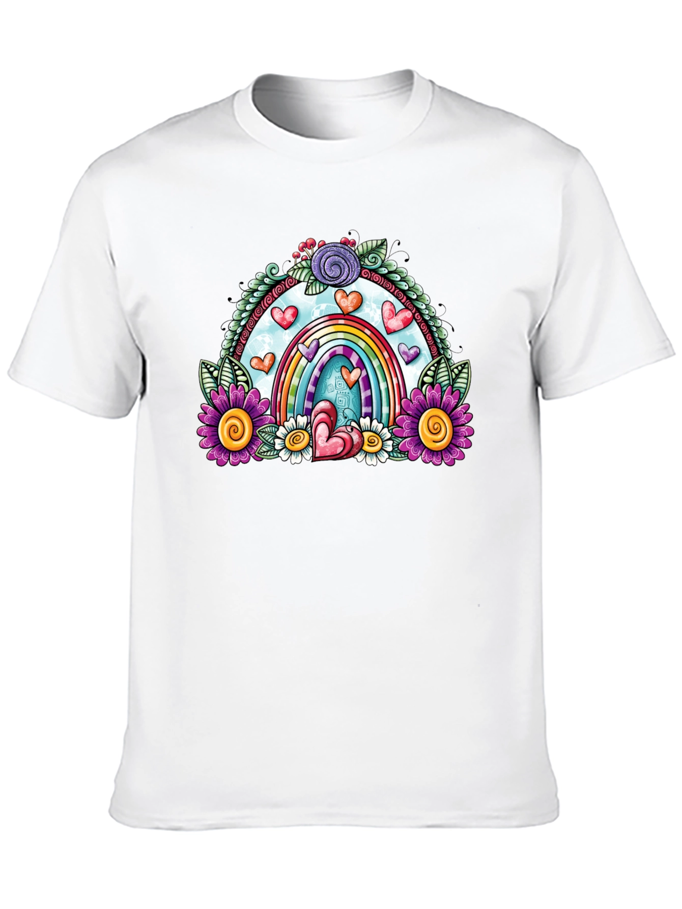 Rainbow Heart Floral T-Shirt