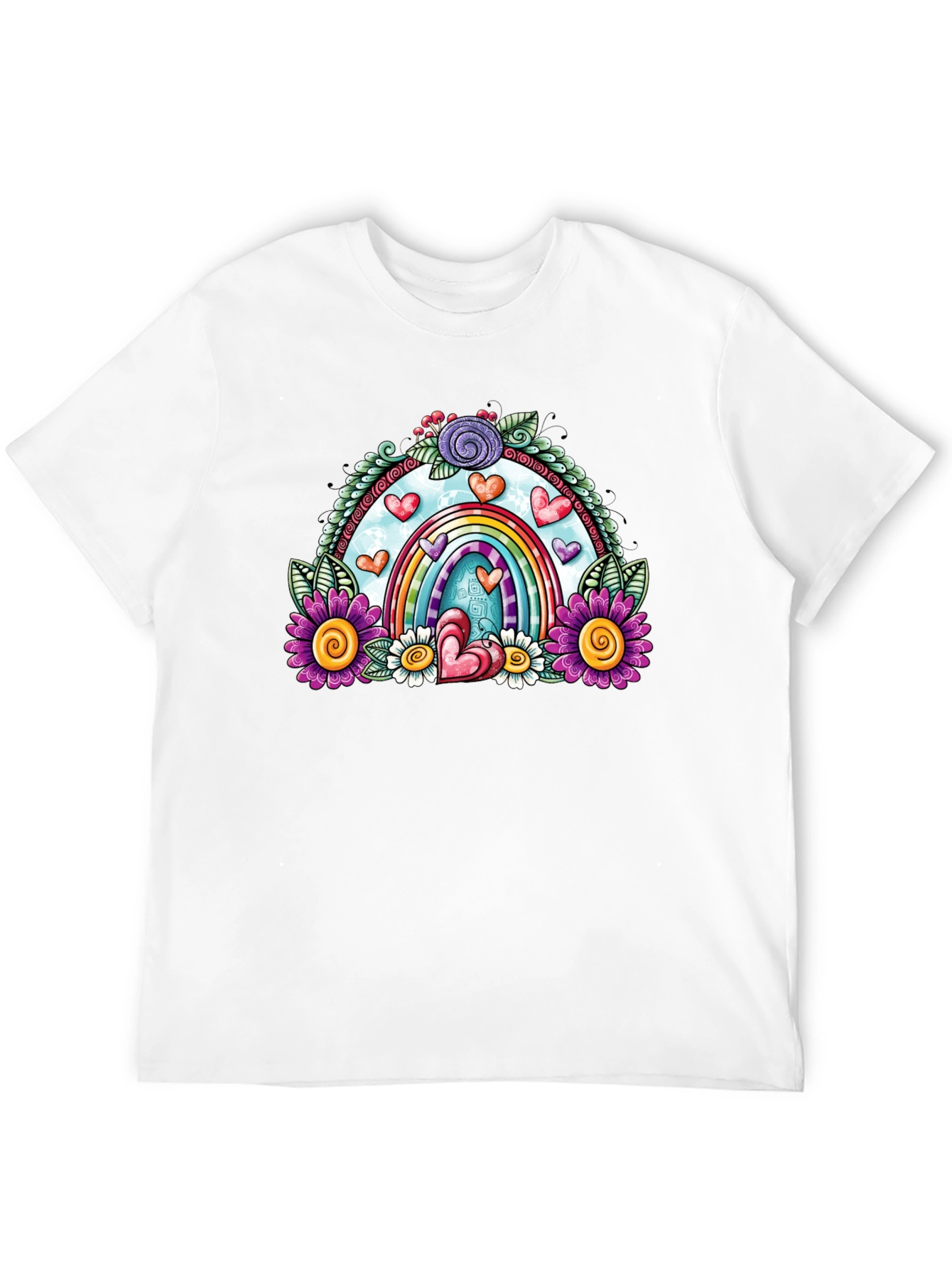Rainbow Heart Floral T-Shirt