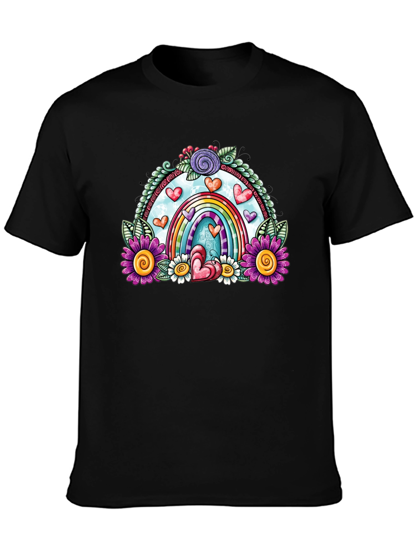 Rainbow Heart Floral T-Shirt