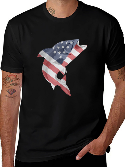 American Flag Fish Graphic T-Shirt