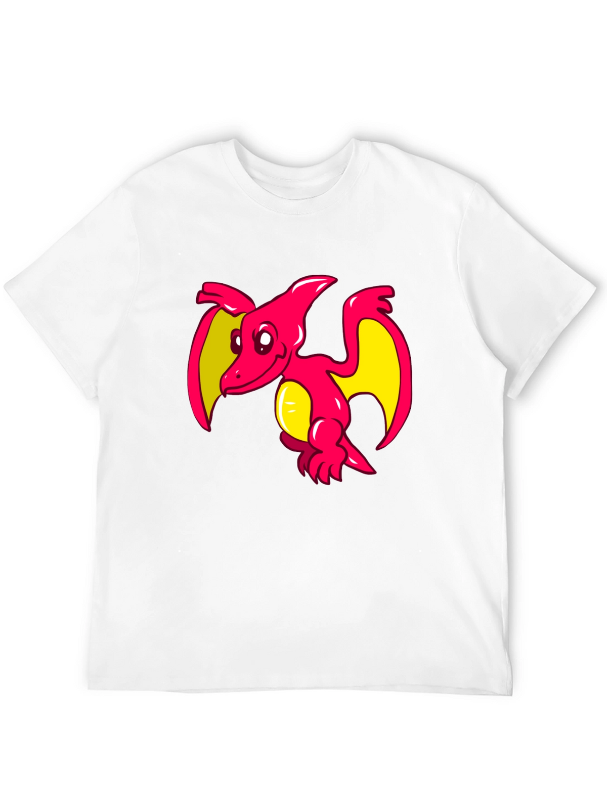 Cartoon Pterodactyl Graphic Tee - Black