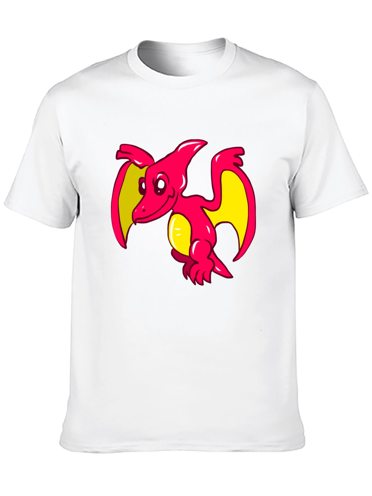 Cartoon Pterodactyl Graphic Tee - Black