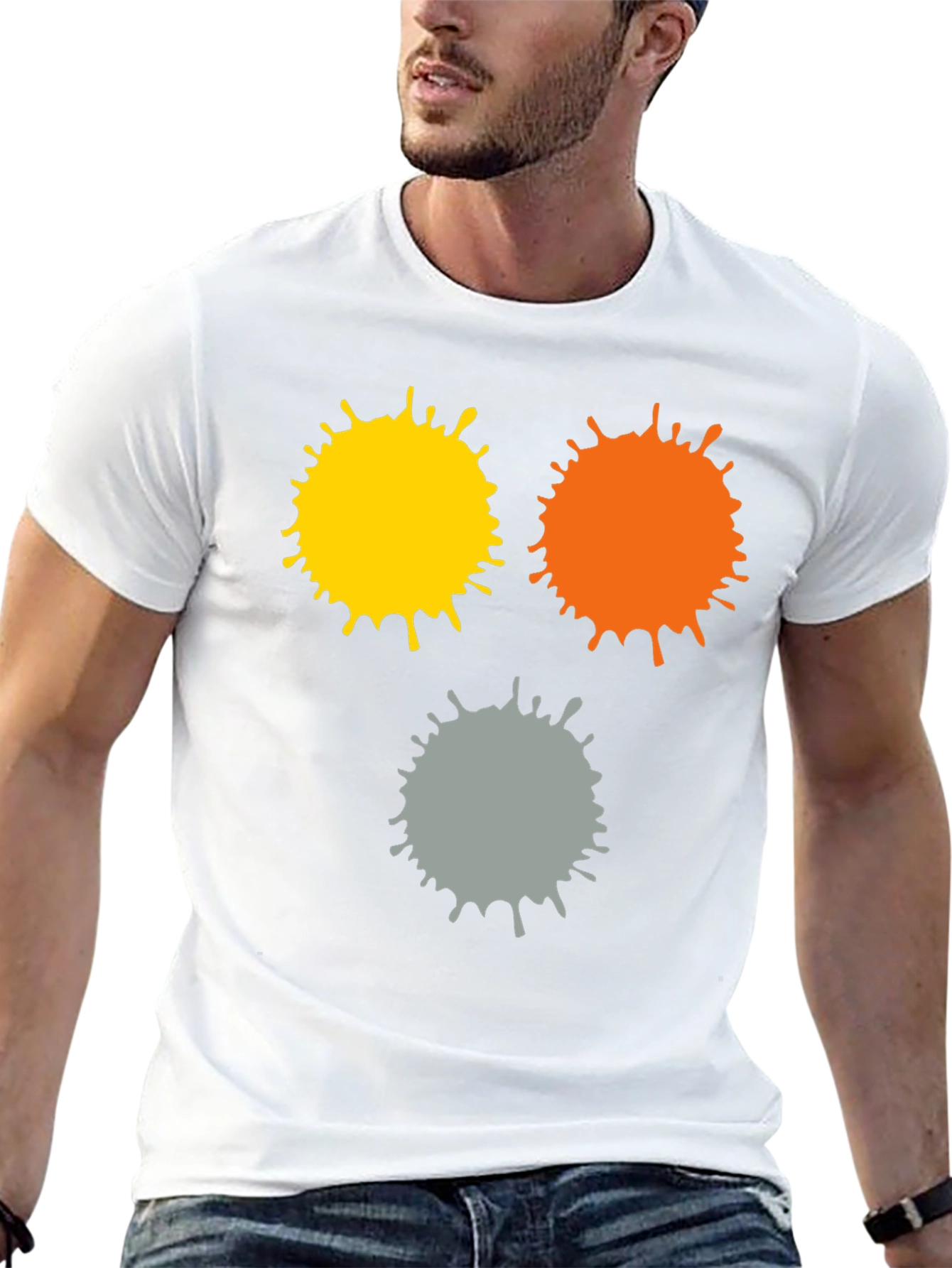 Abstract Splatter Print Black T-Shirt