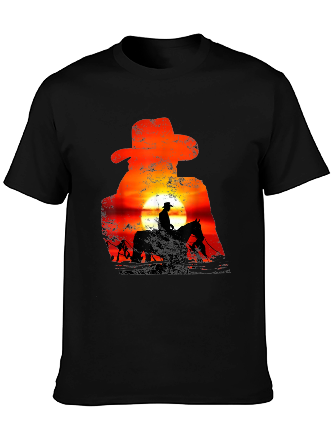 Cowboy Sunset Silhouette Graphic T-Shirt