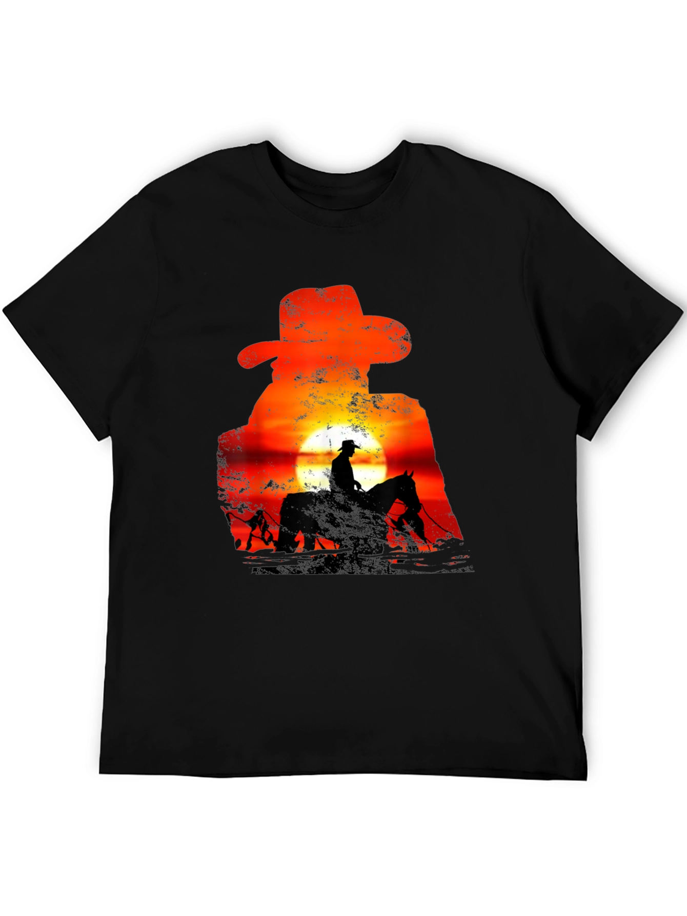 Cowboy Sunset Silhouette Graphic T-Shirt