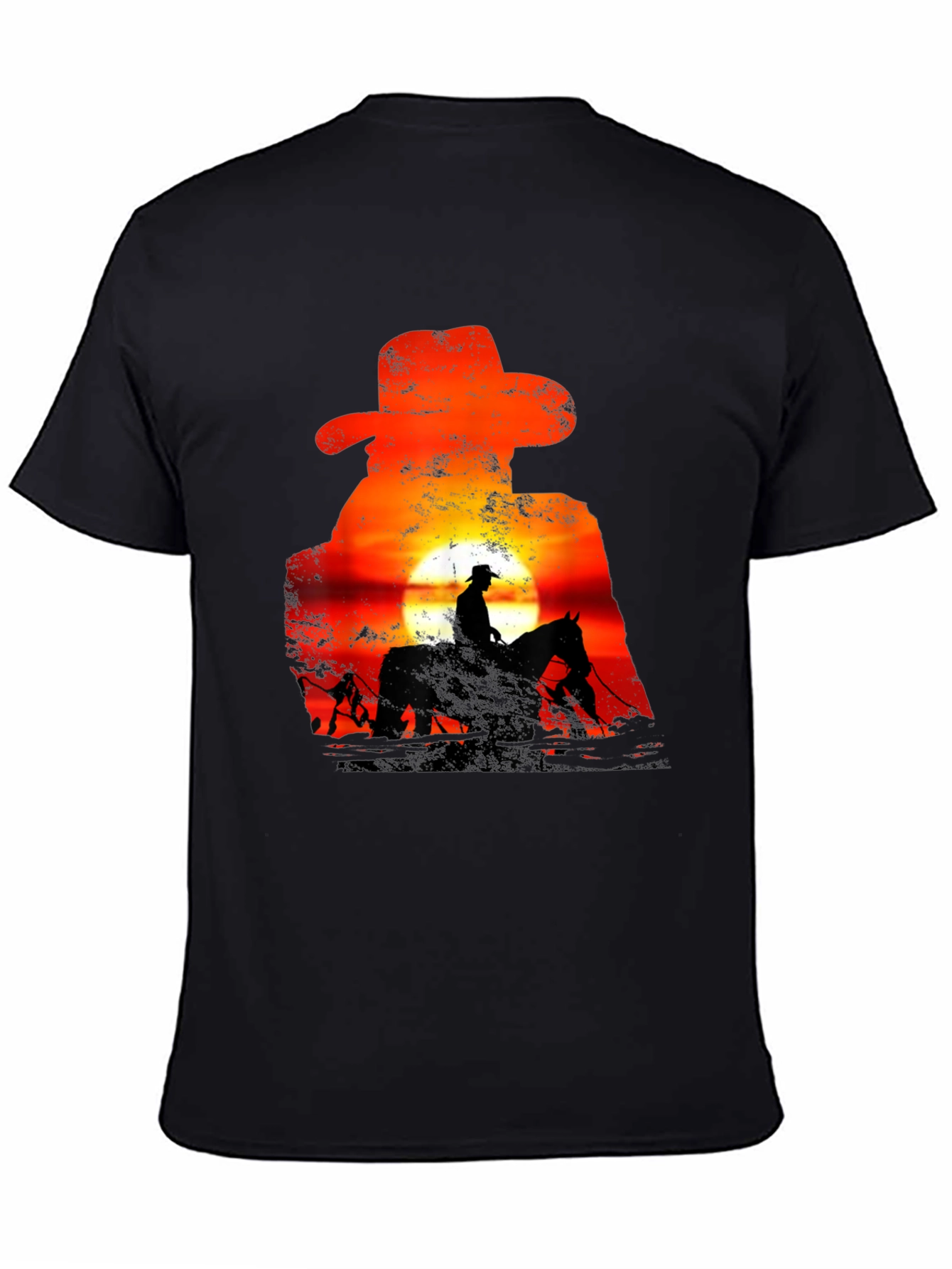 Cowboy Sunset Silhouette Graphic T-Shirt