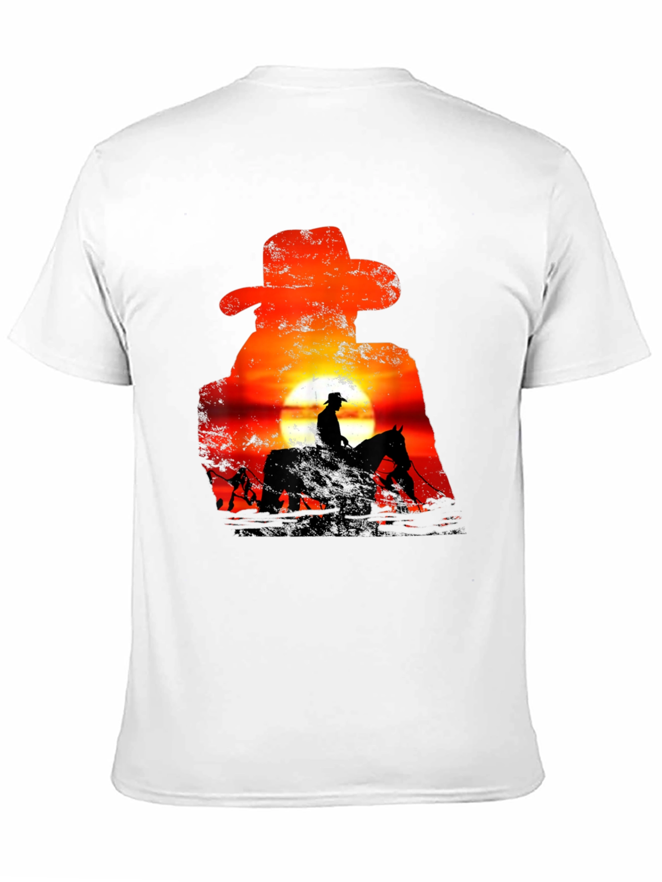 Cowboy Sunset Silhouette Graphic T-Shirt