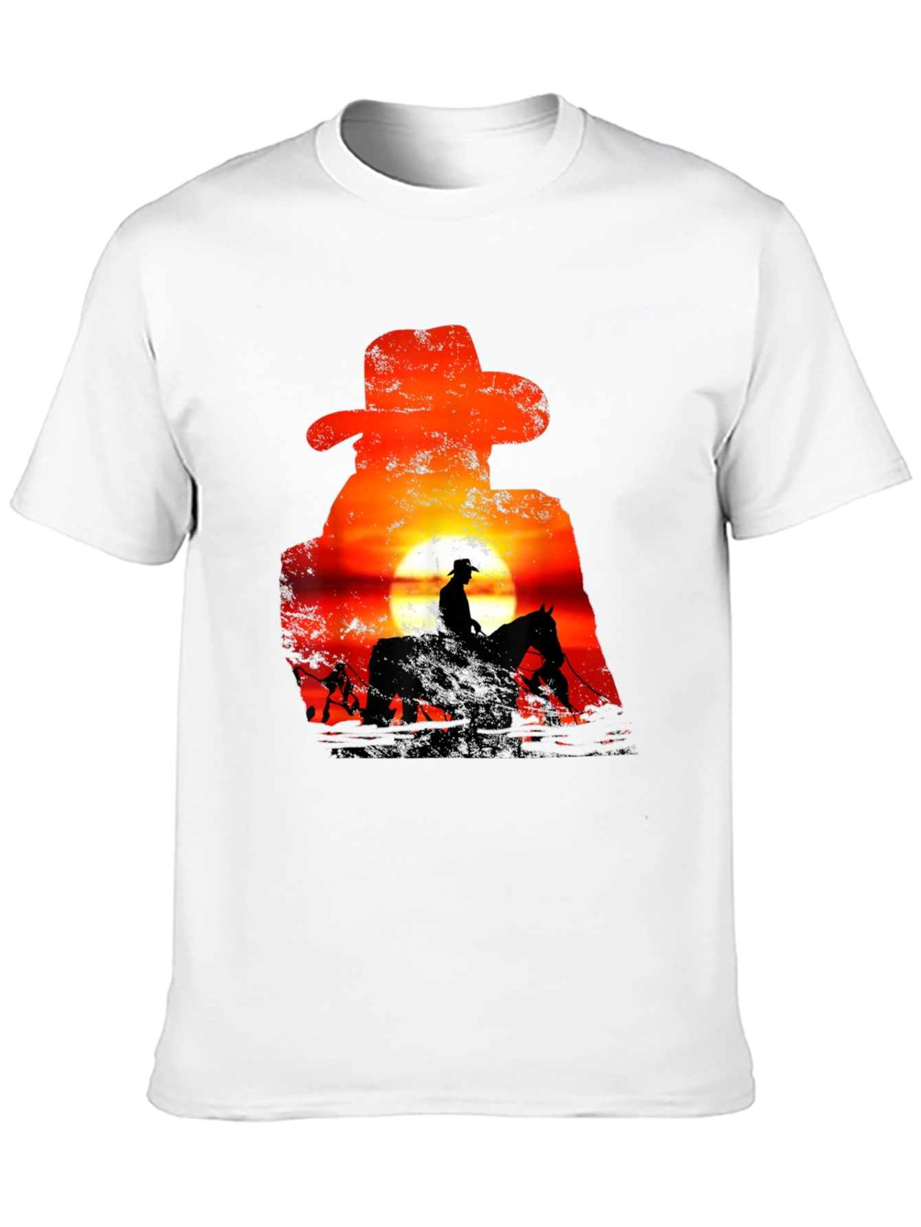 Cowboy Sunset Silhouette Graphic T-Shirt