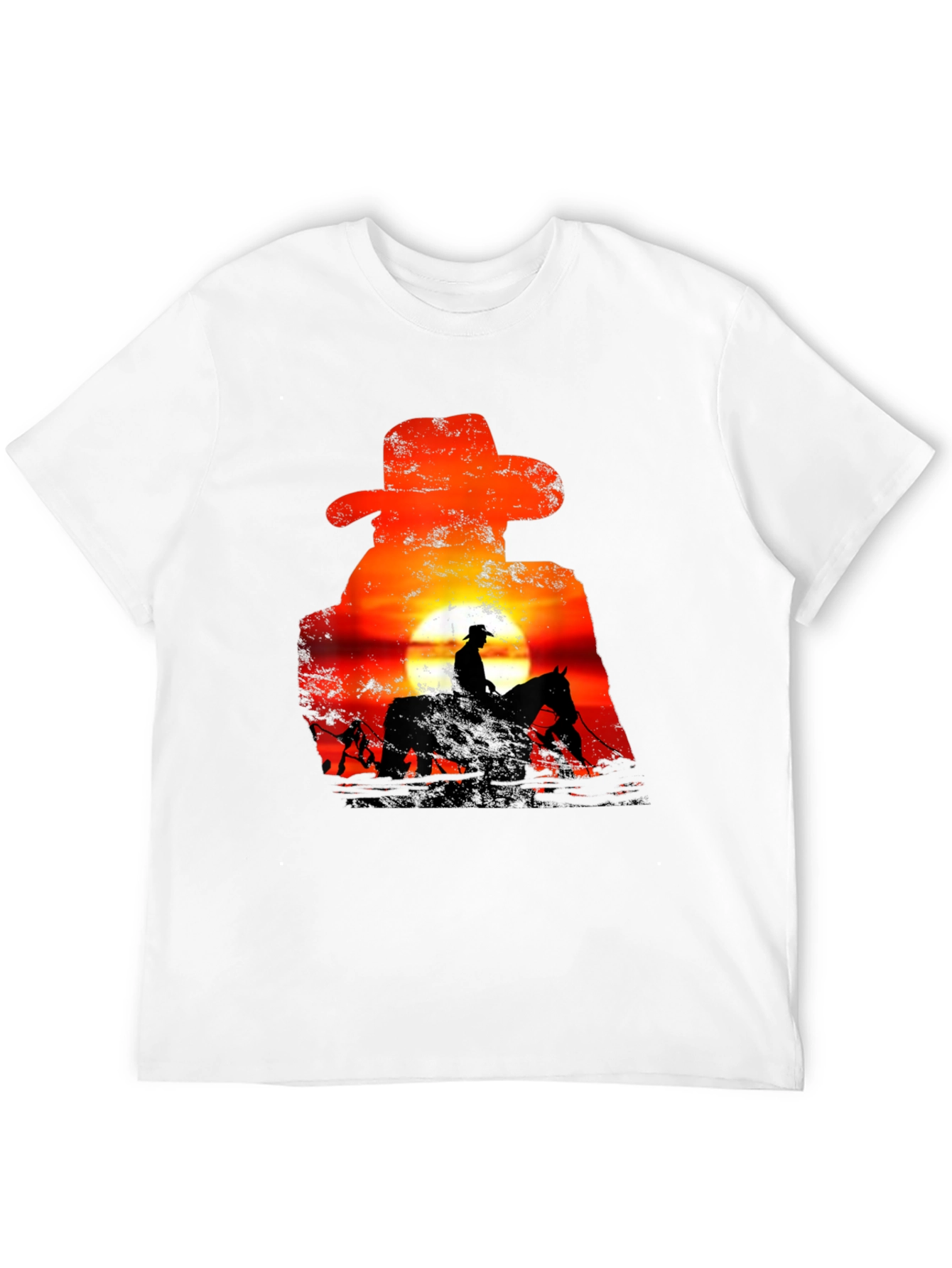 Cowboy Sunset Silhouette Graphic T-Shirt