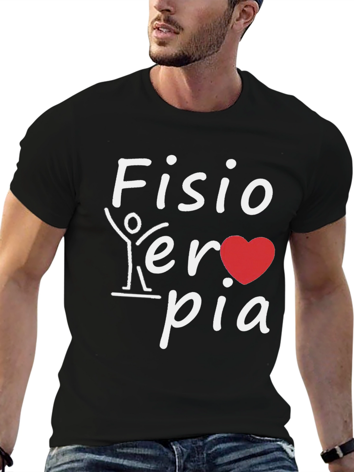 Fisioterapia T-Shirt: Heart and Stick Figure Design