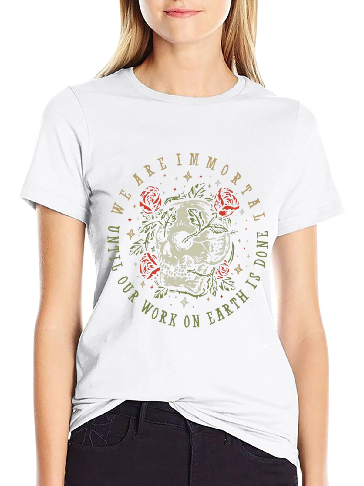 Immortal Skull Roses Graphic Tee - Black