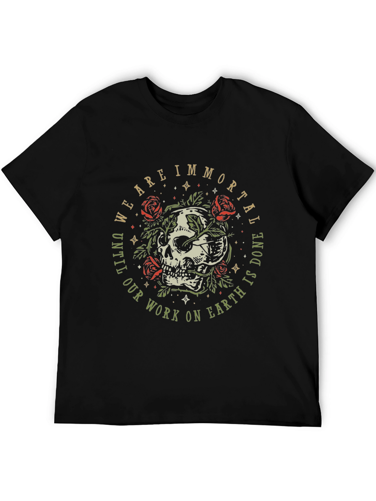 Immortal Skull Roses Graphic Tee - Black