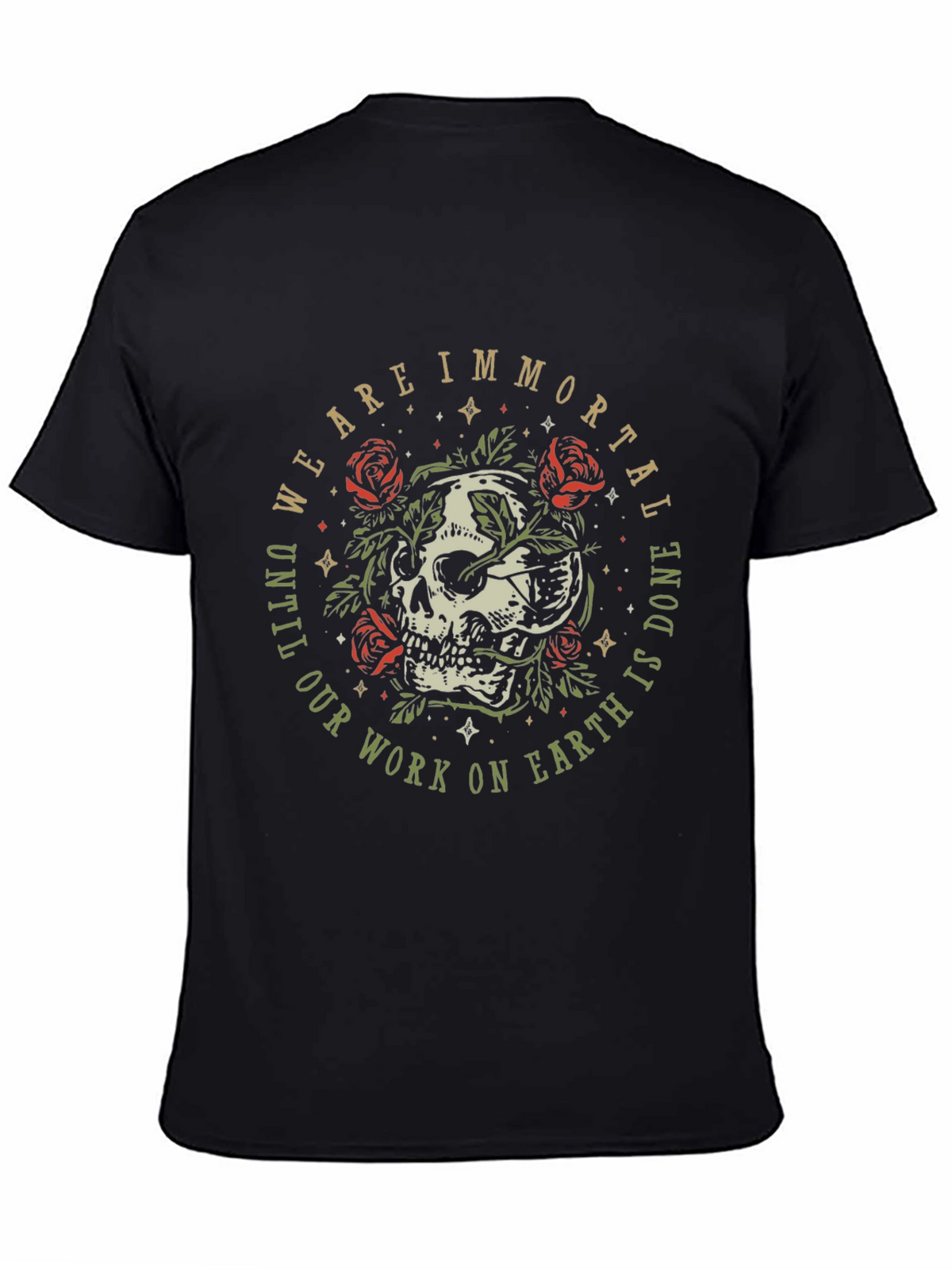 Immortal Skull Roses Graphic Tee - Black