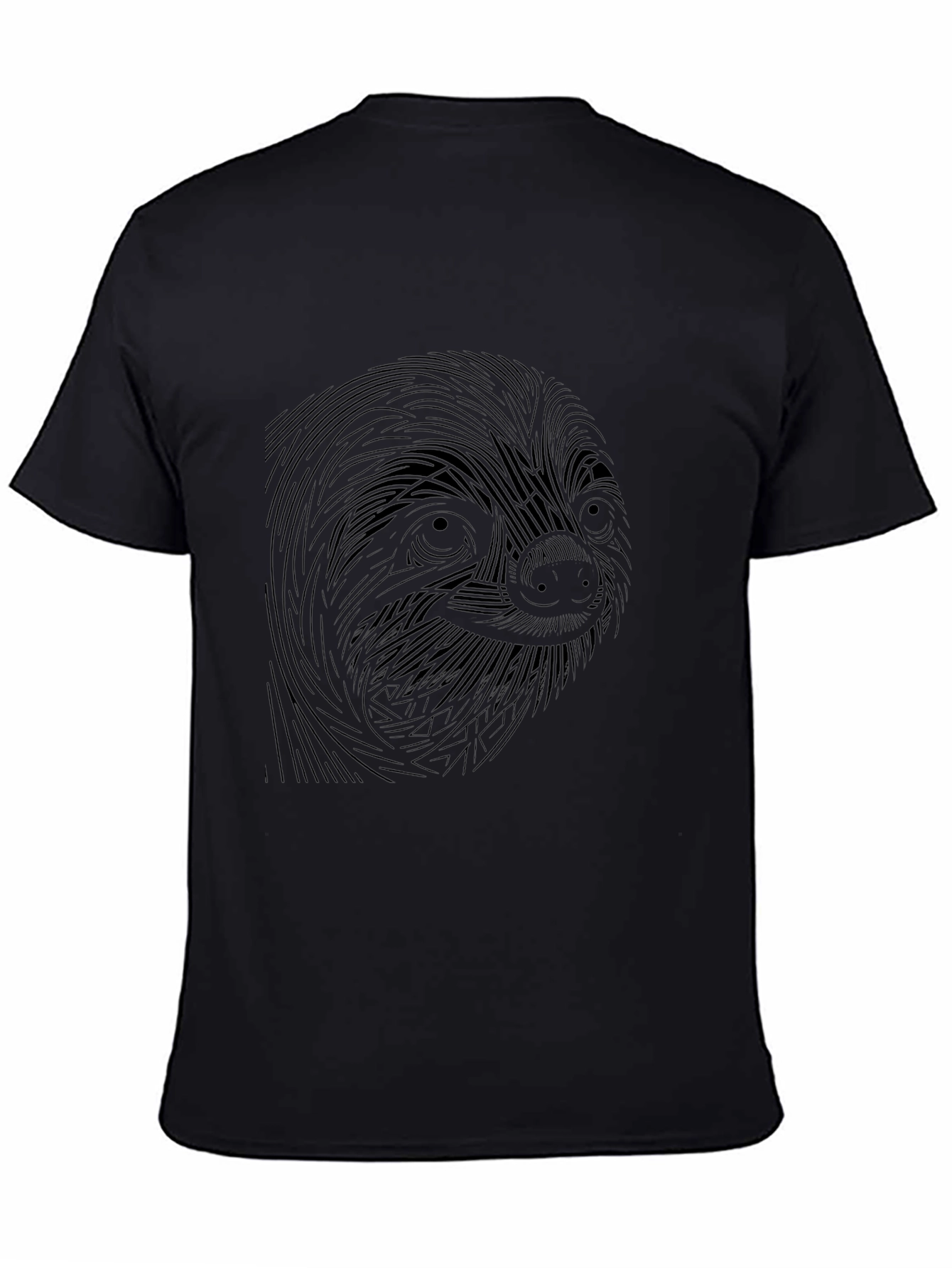 Sloth Graphic Black T-Shirt - Unique Line Art Design