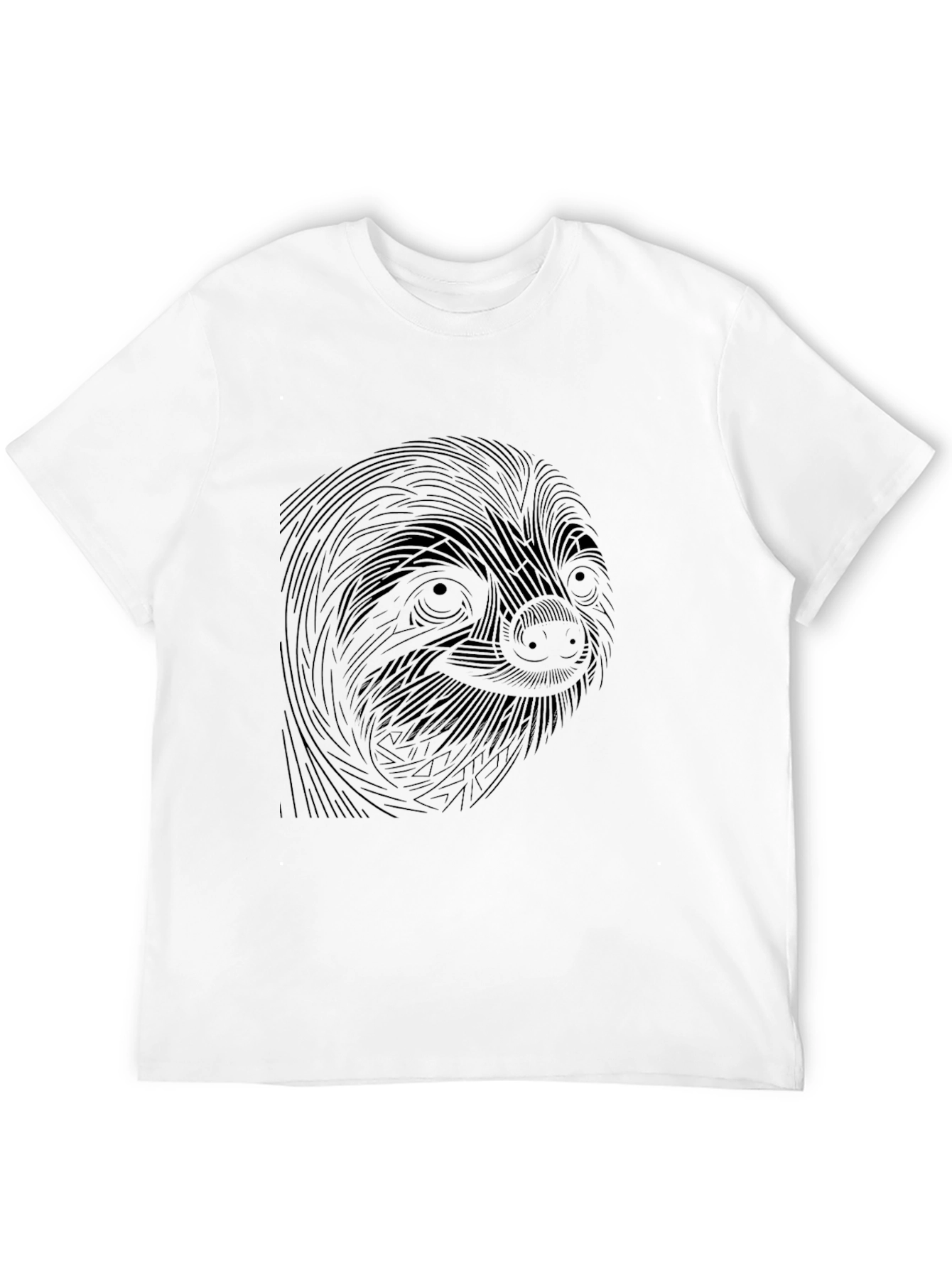 Sloth Graphic Black T-Shirt - Unique Line Art Design