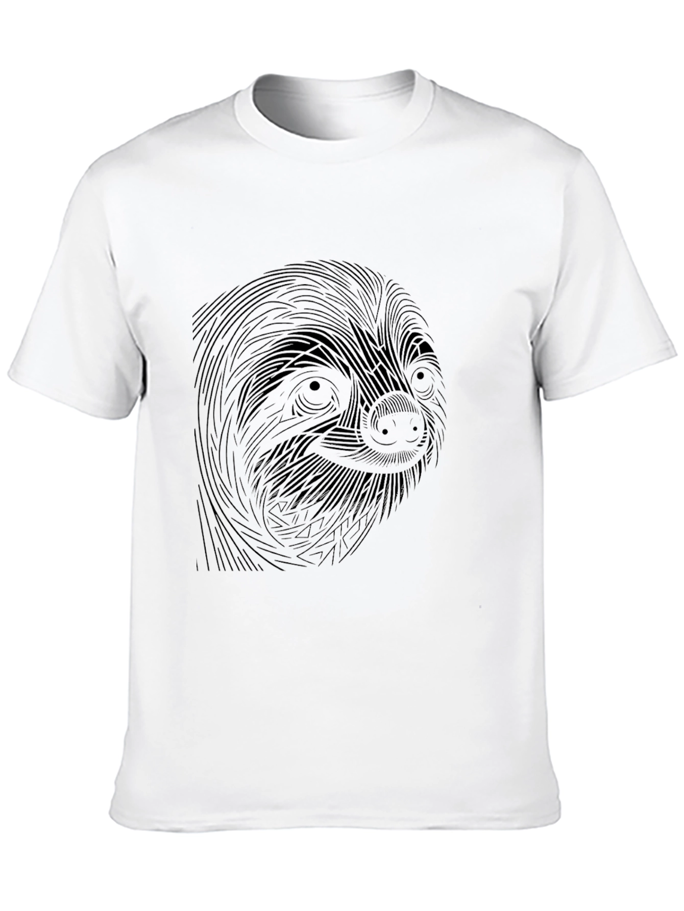 Sloth Graphic Black T-Shirt - Unique Line Art Design