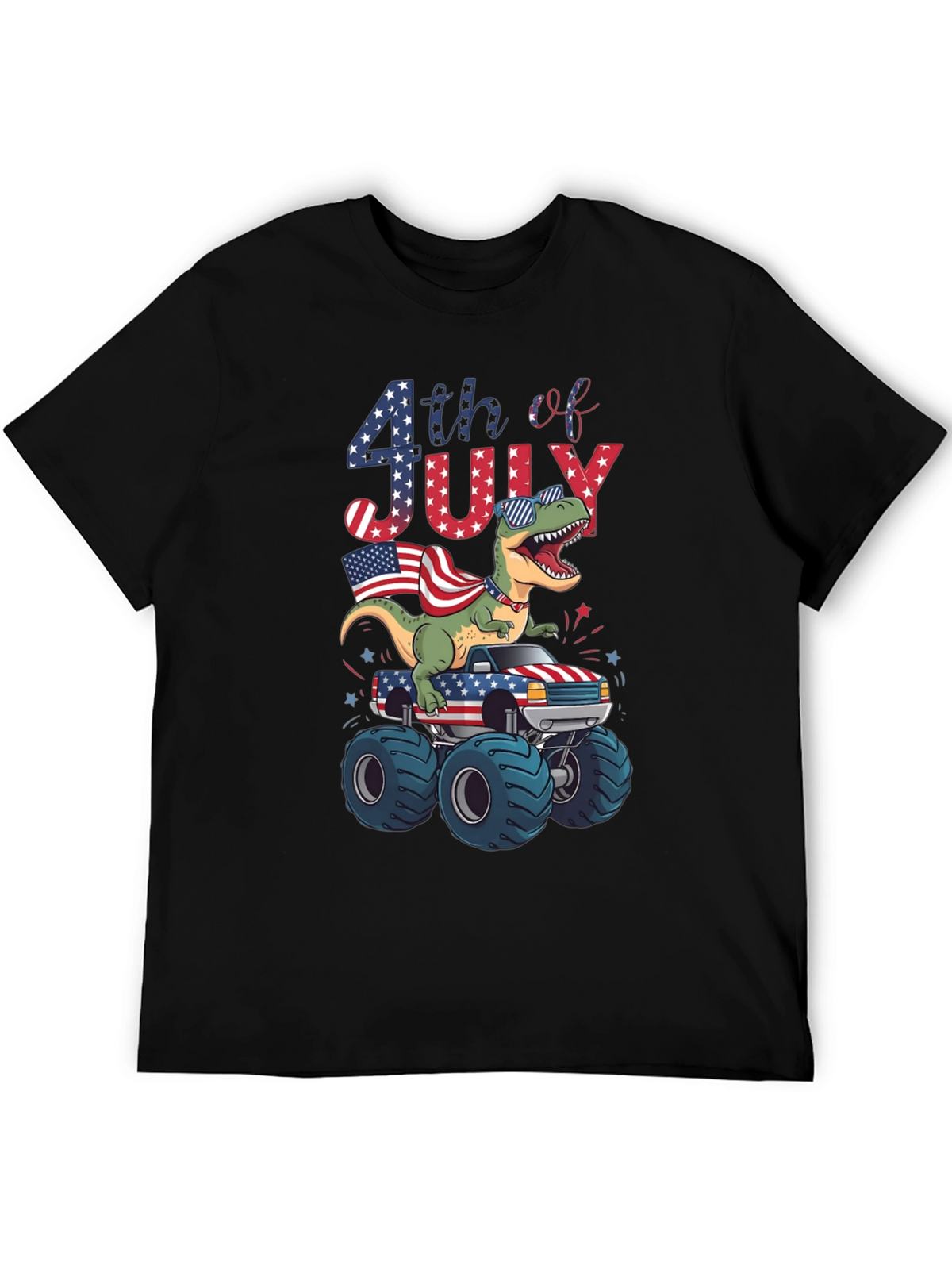 Patriotic Dinosaur Monster Truck 4th of July T-Shirt
