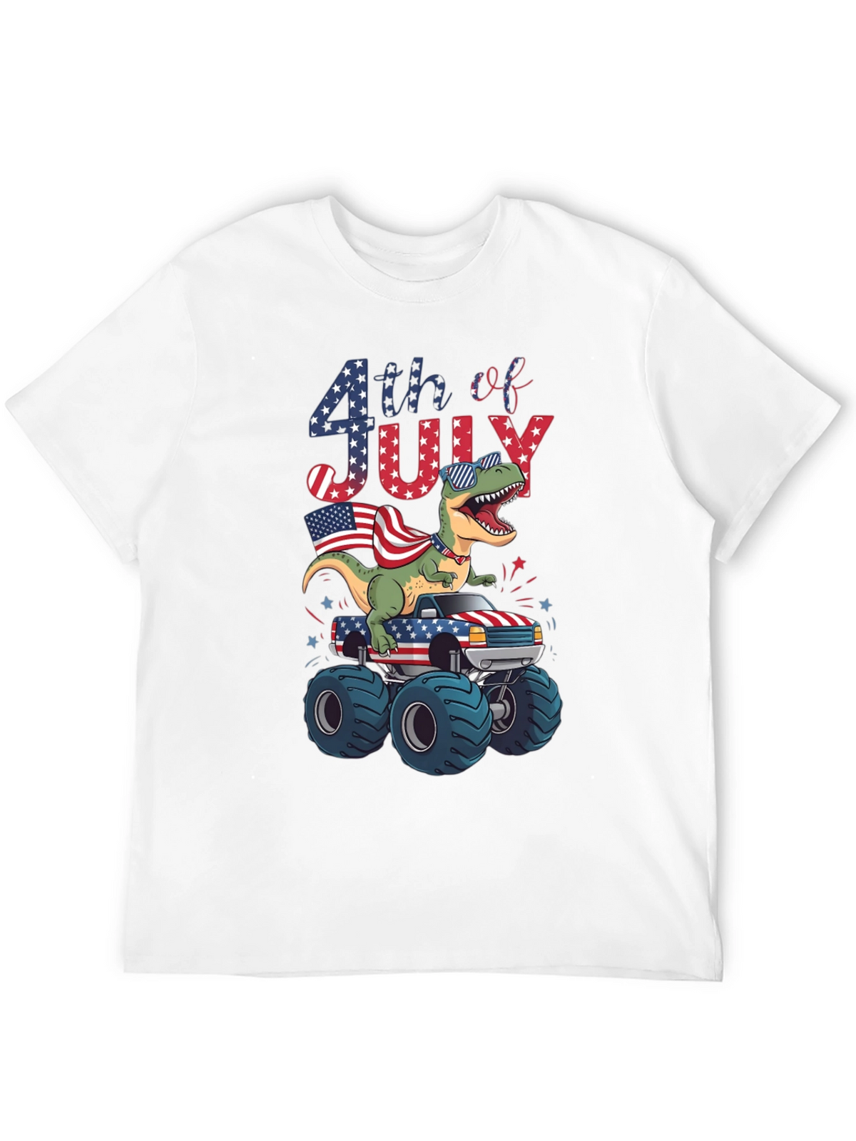 Patriotic Dinosaur Monster Truck 4th of July T-Shirt