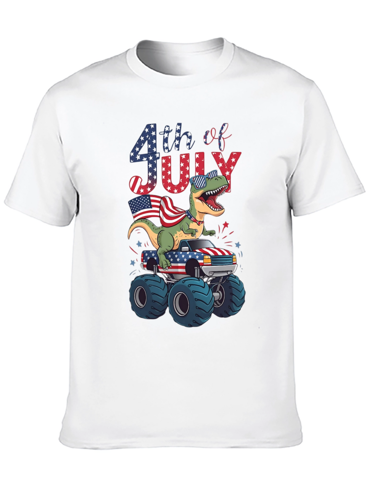 Patriotic Dinosaur Monster Truck 4th of July T-Shirt