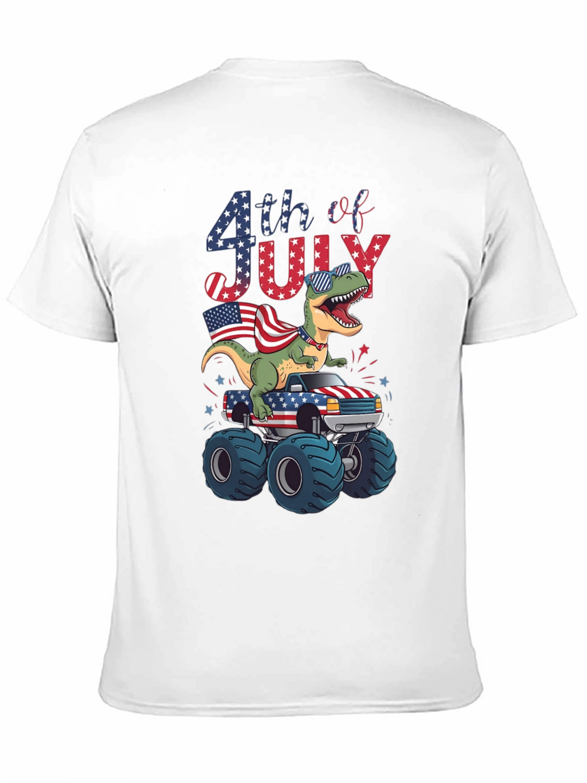 Patriotic Dinosaur Monster Truck 4th of July T-Shirt