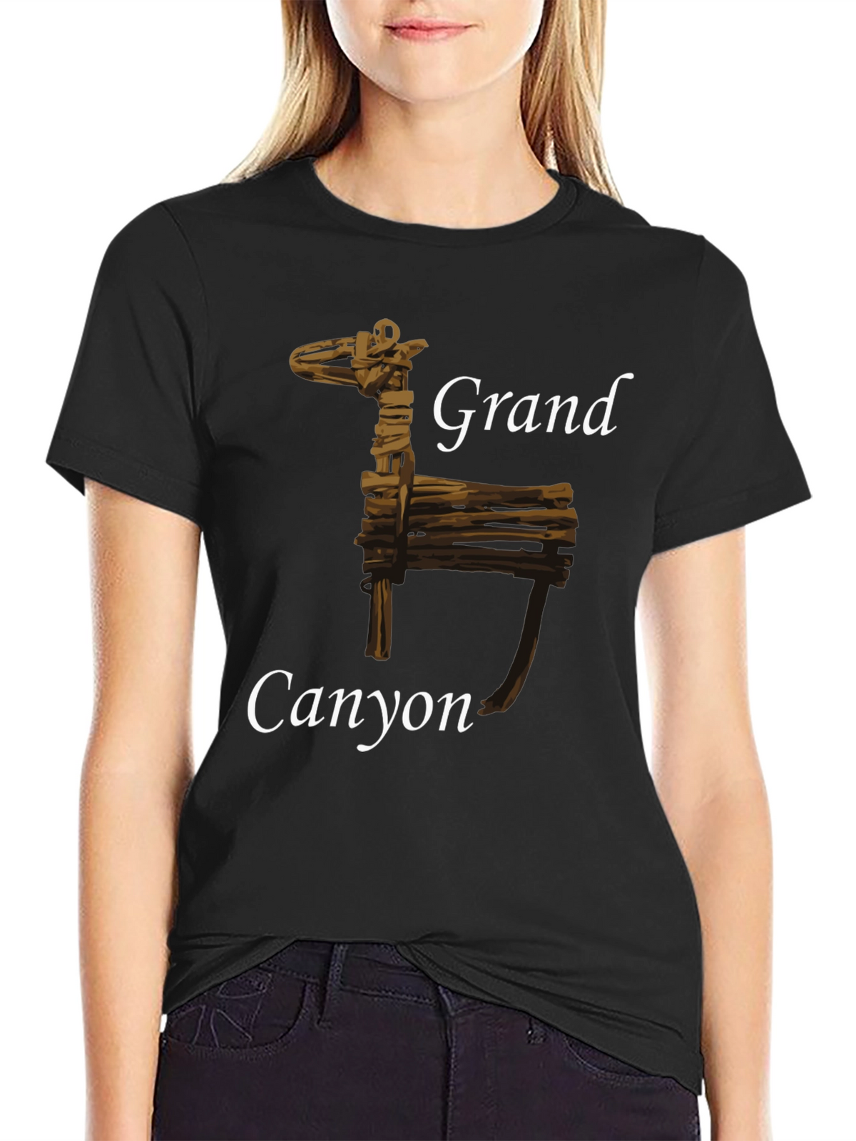 Grand Canyon Wooden Deer Black T-Shirt