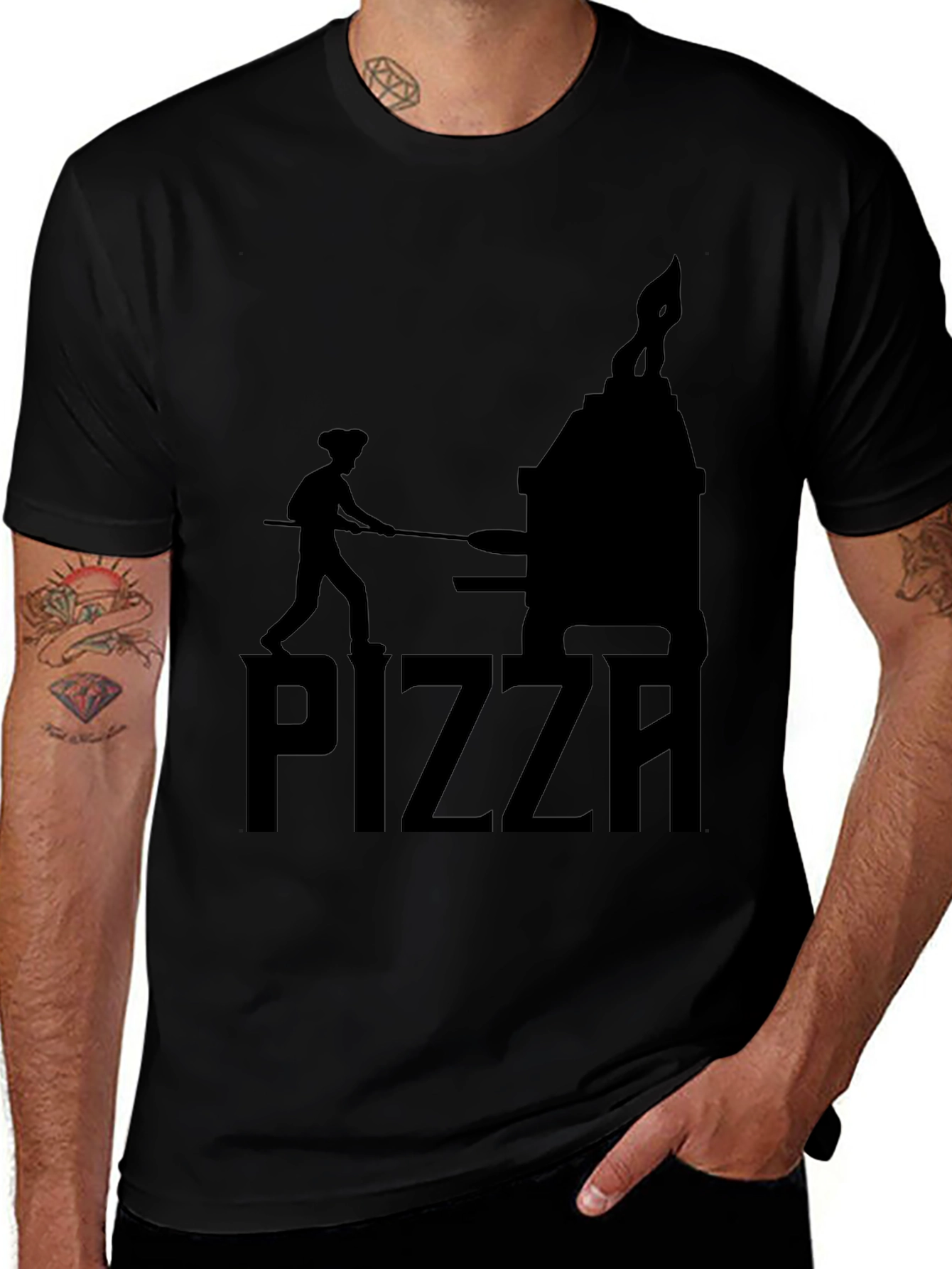 Pizza Chef Graphic T-Shirt - Unisex Black Tee