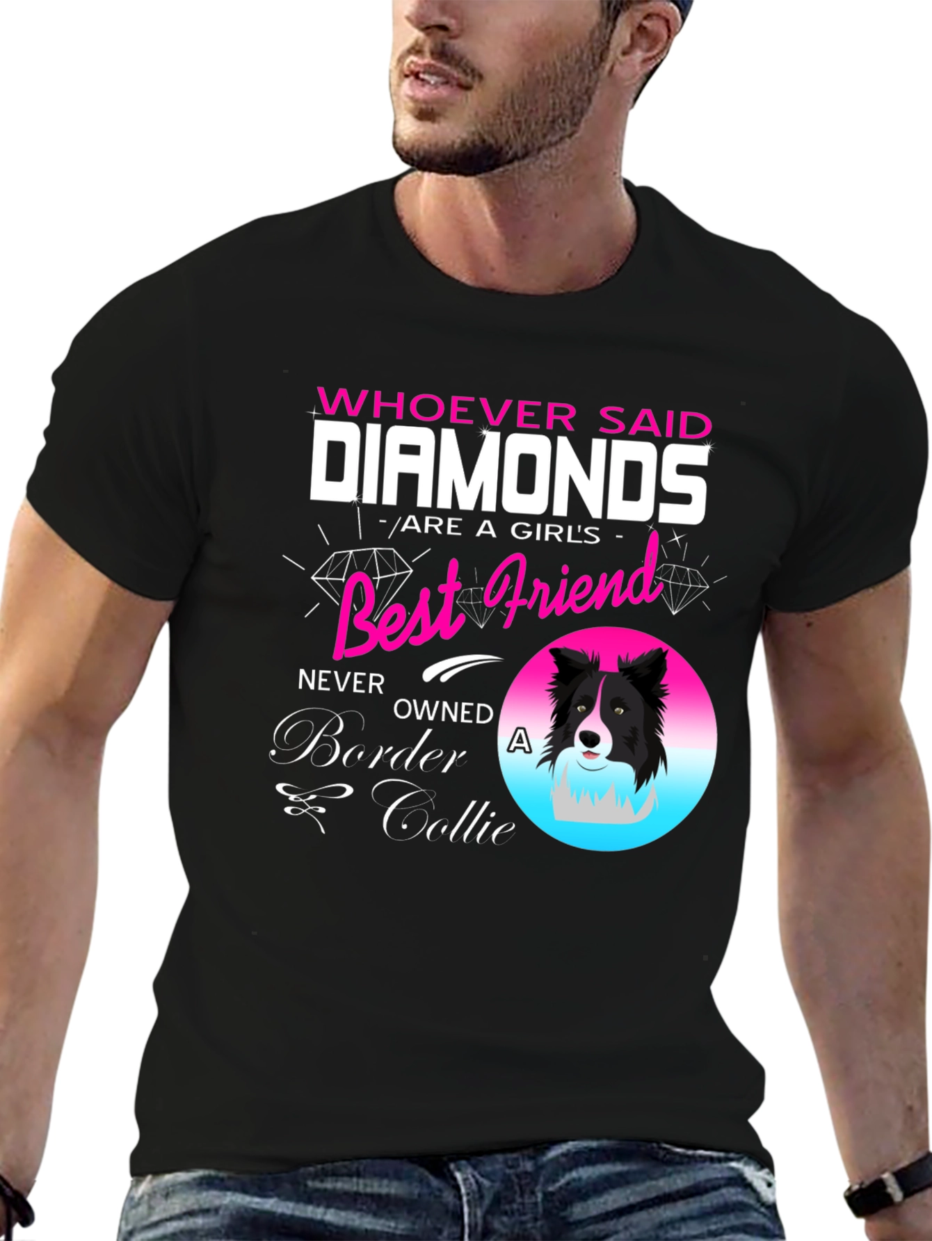 Diamonds Best Friend Border Collie T-Shirt