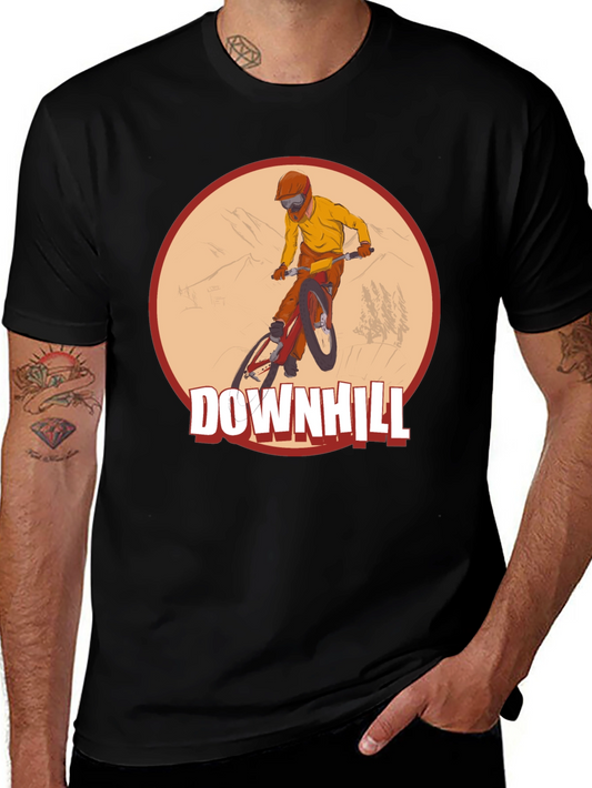 Downhill Mountain Biking Graphic Tee - Black