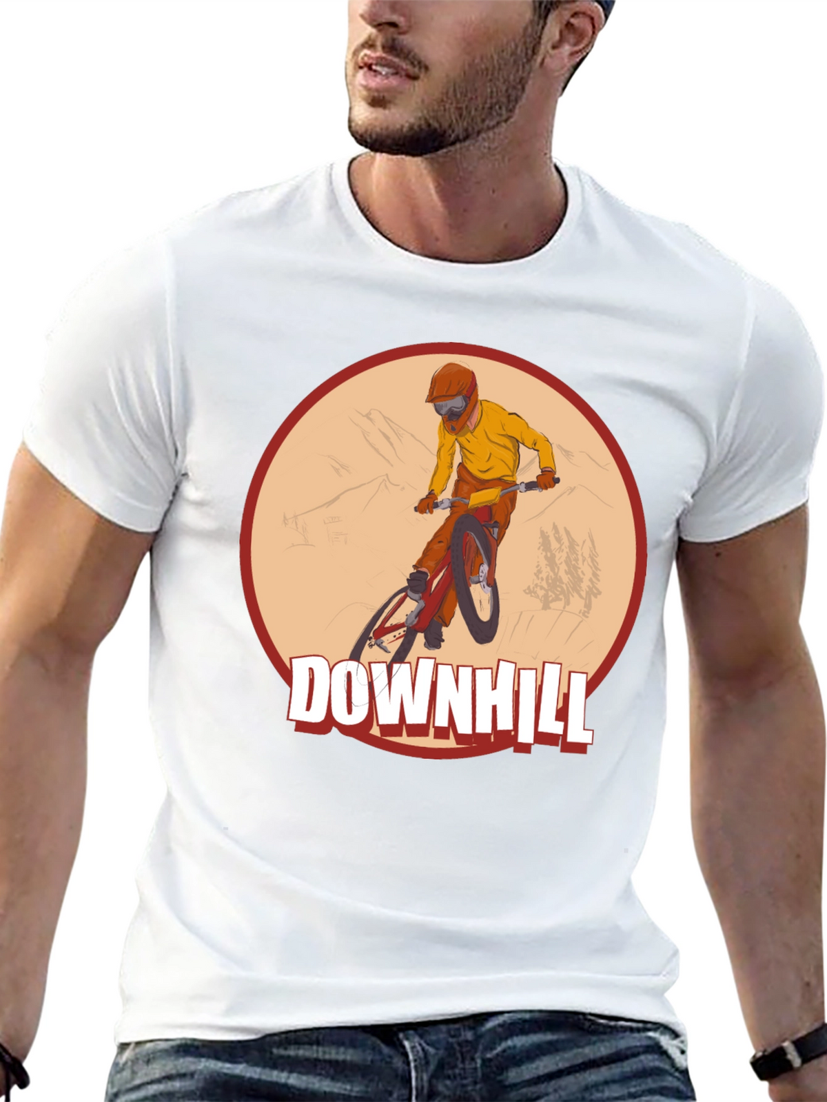 Downhill Mountain Biking Graphic Tee - Black