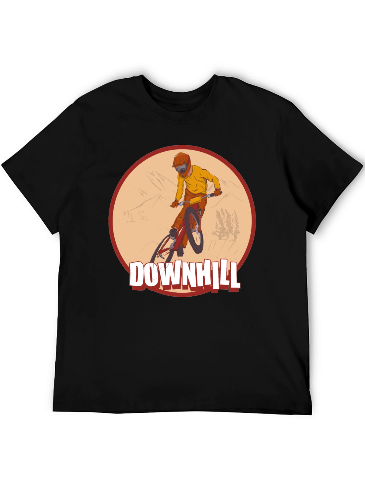 Downhill Mountain Biking Graphic Tee - Black