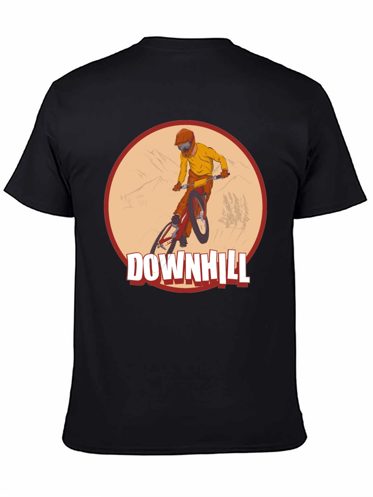Downhill Mountain Biking Graphic Tee - Black