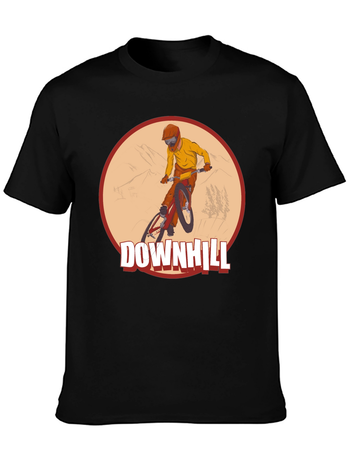 Downhill Mountain Biking Graphic Tee - Black