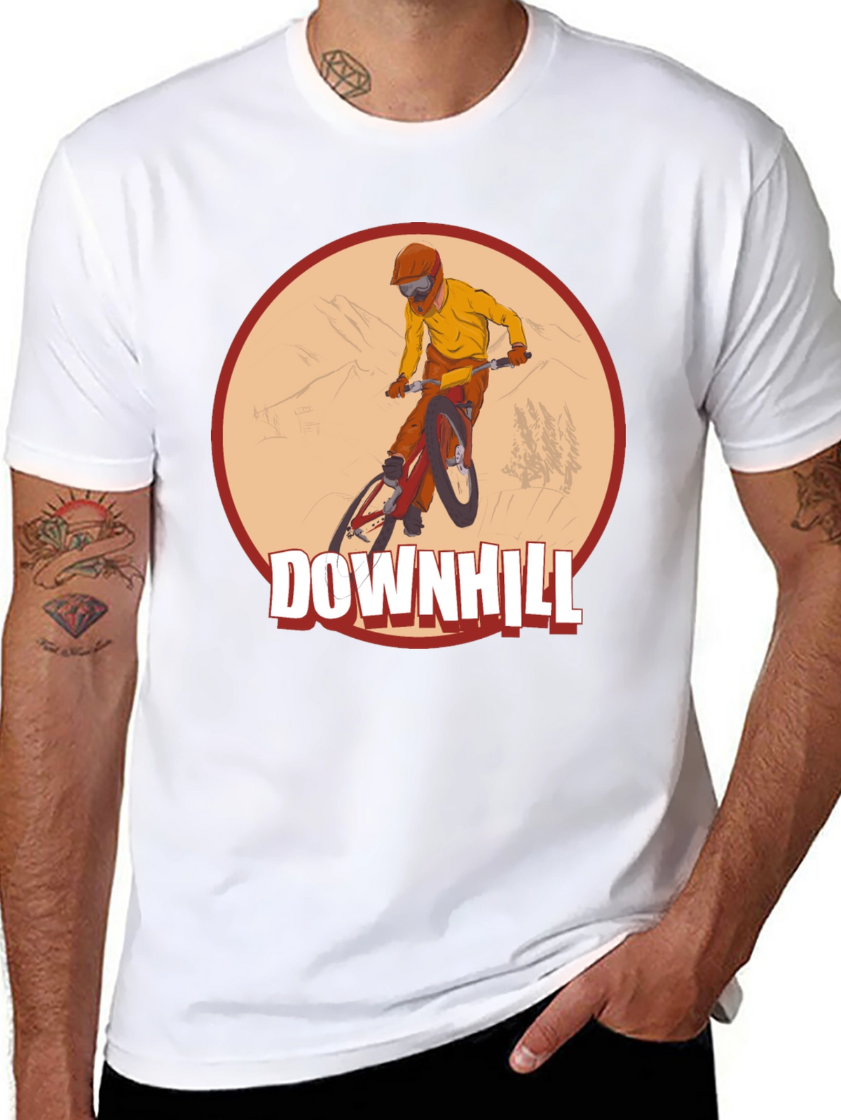 Downhill Mountain Biking Graphic Tee - Black