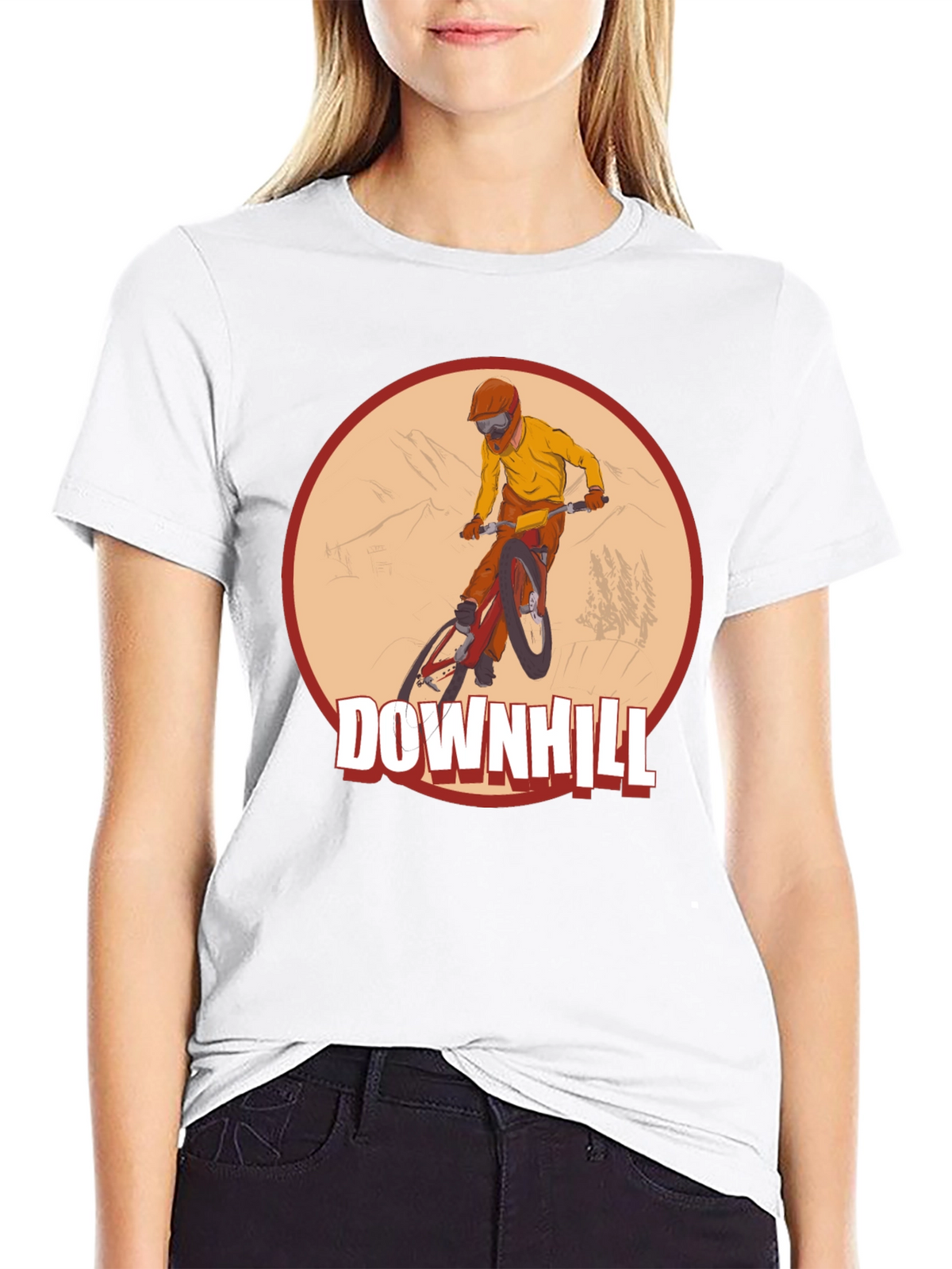 Downhill Mountain Biking Graphic Tee - Black