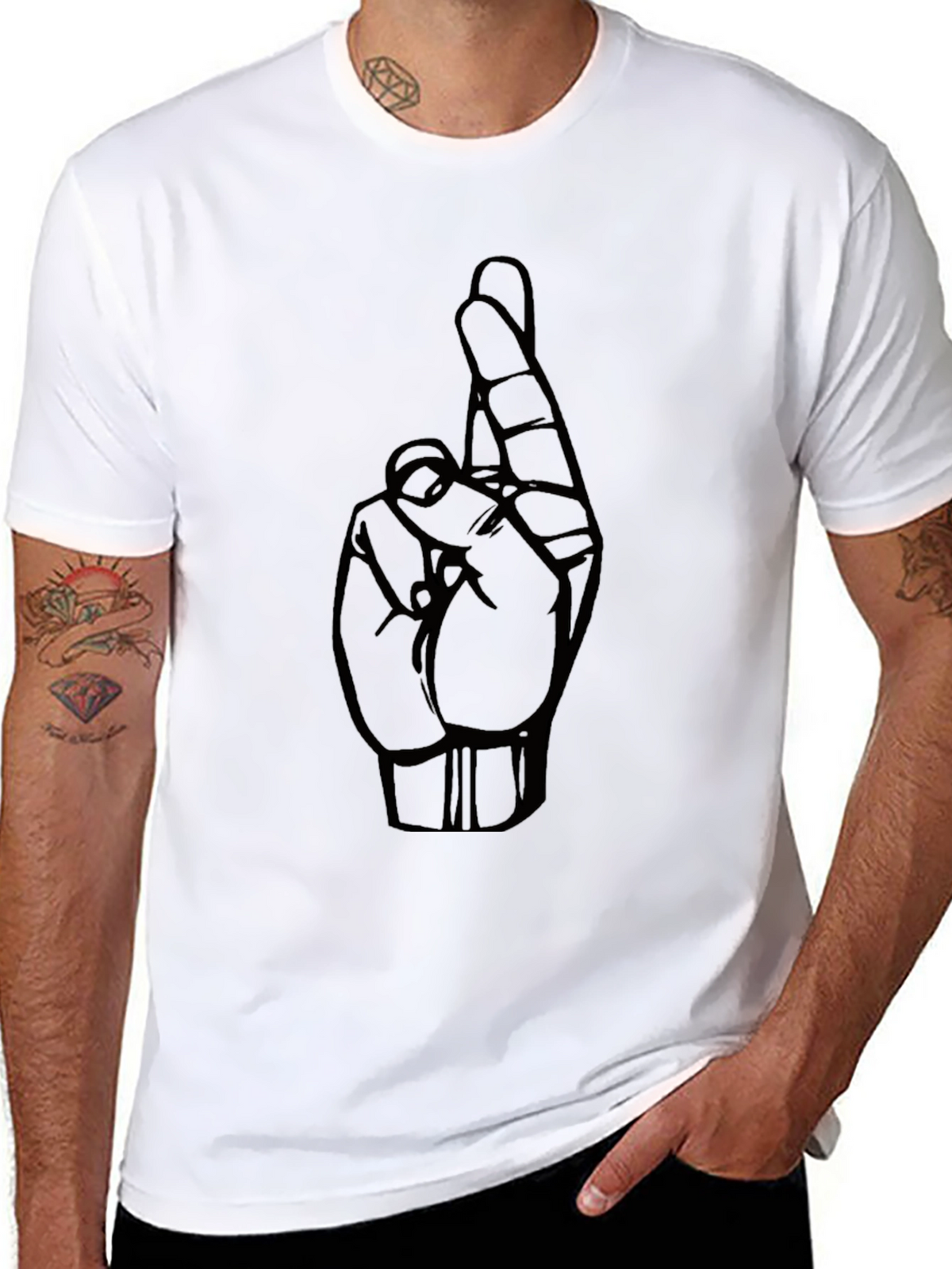 Fingers Crossed Graphic Tee - Luck and Style Combined!