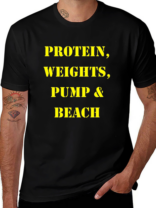Protein Weights Pump Beach Mens T-Shirt