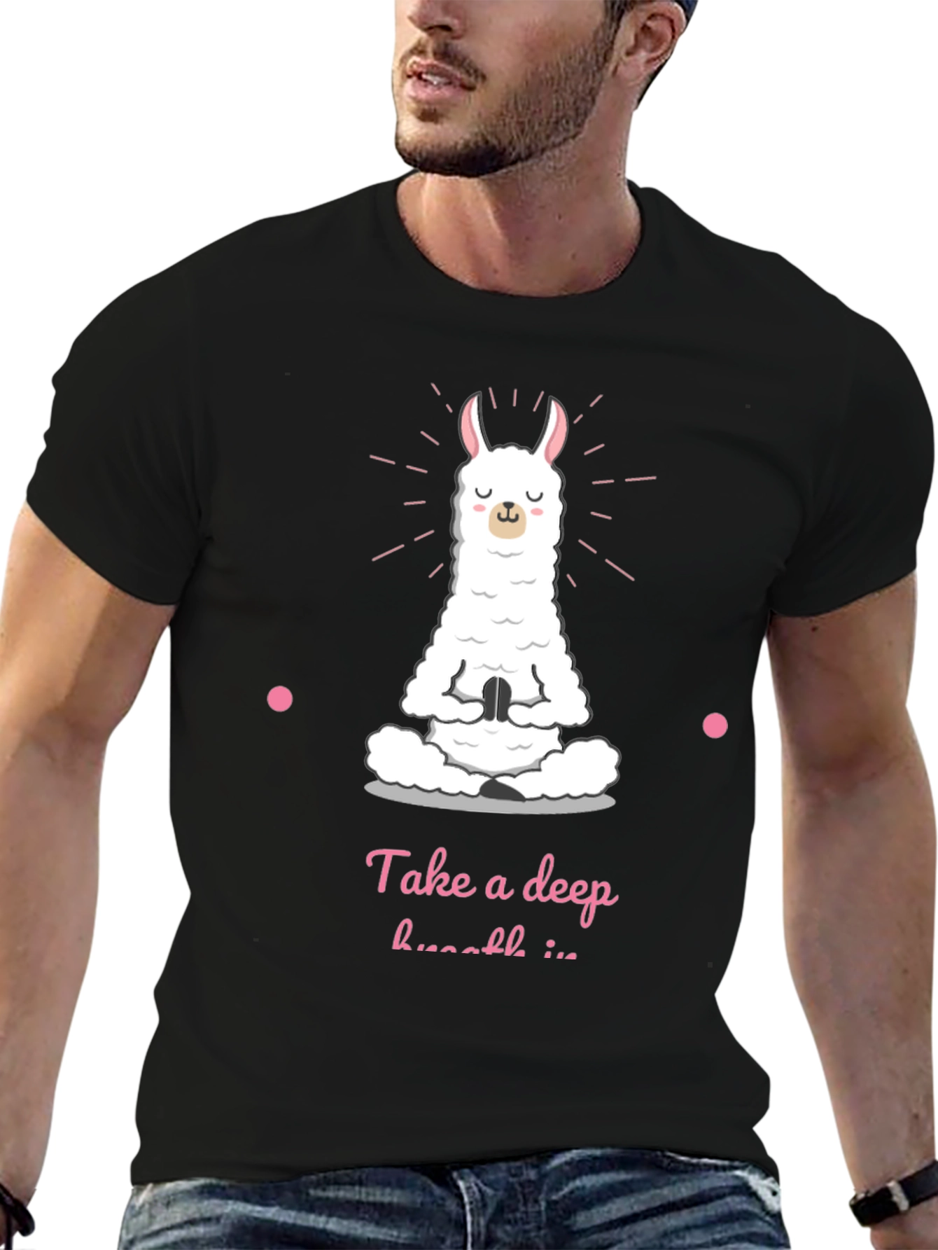 Yoga Llama Black T-Shirt - Meditate Deeply!