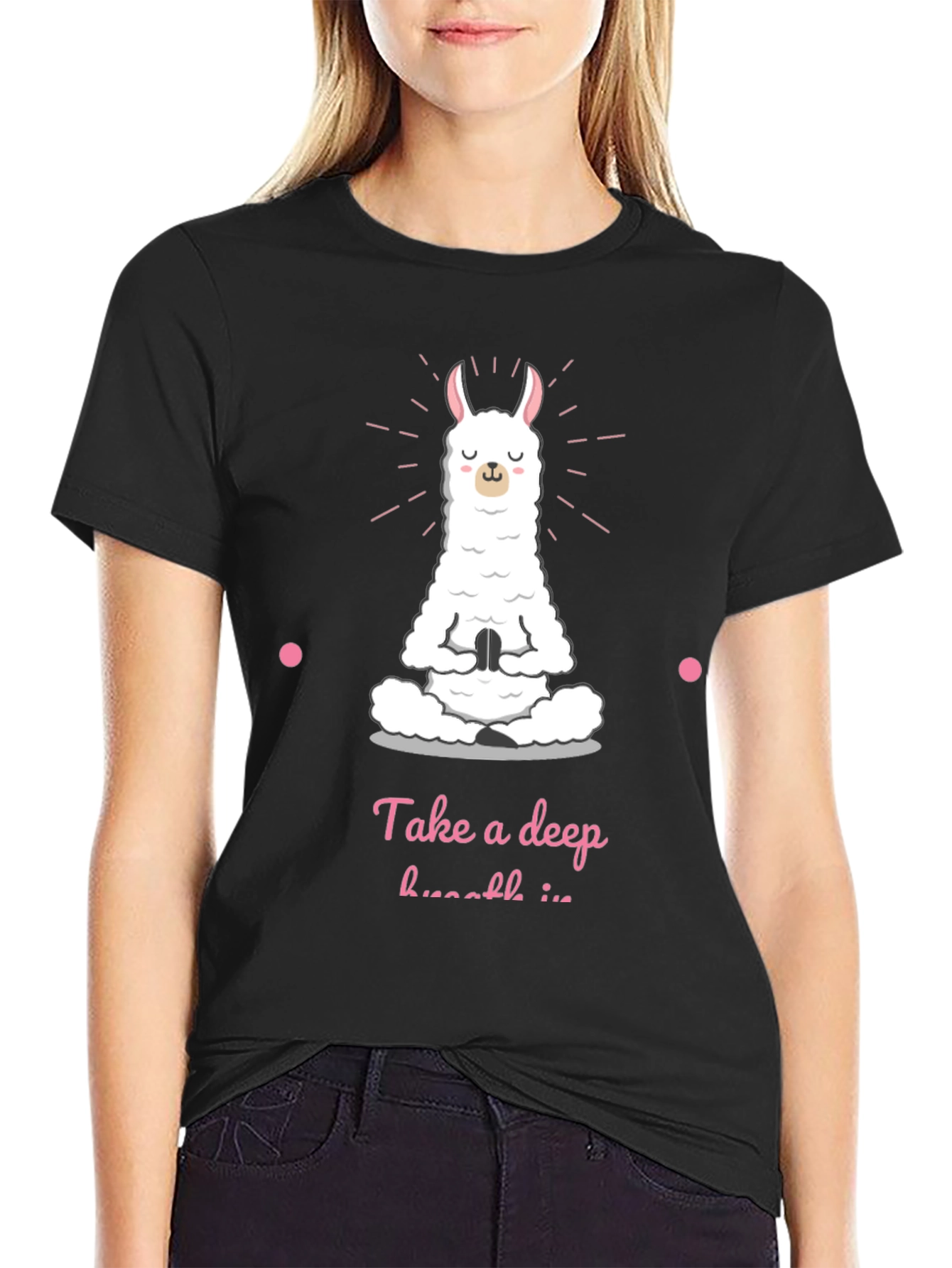 Yoga Llama Black T-Shirt - Meditate Deeply!