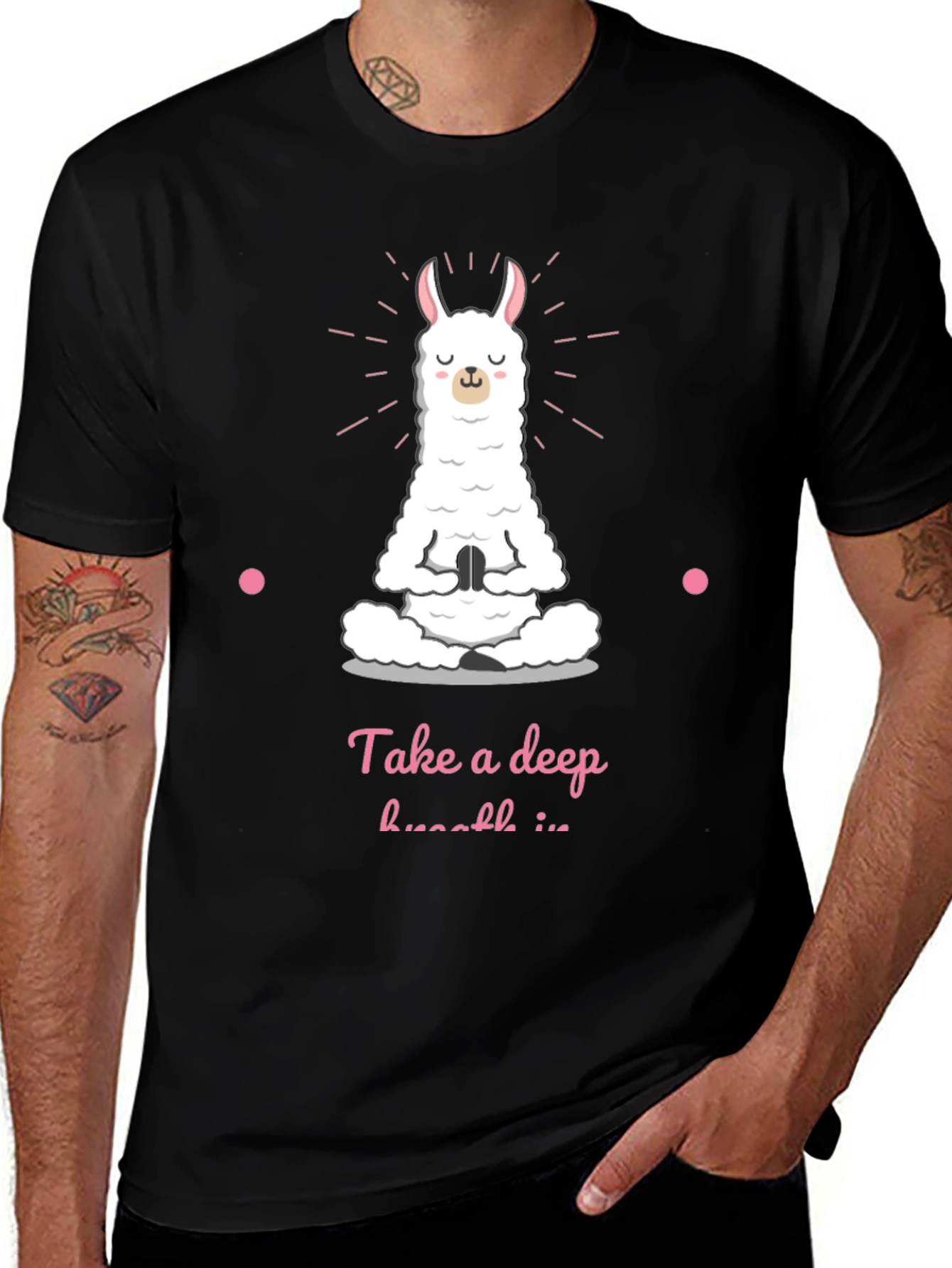 Yoga Llama Black T-Shirt - Meditate Deeply!