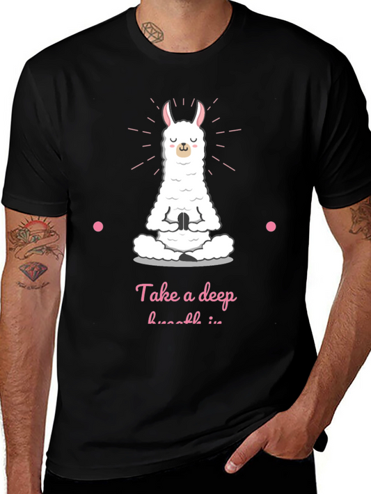 Yoga Llama Black T-Shirt - Meditate Deeply!