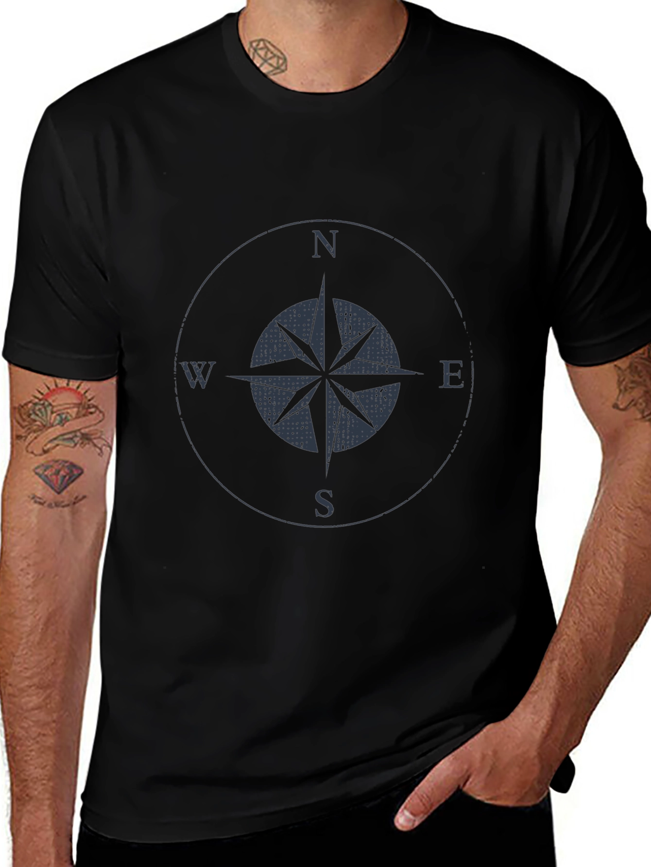 Compass Rose Graphic Tee - Mens Black Shirt