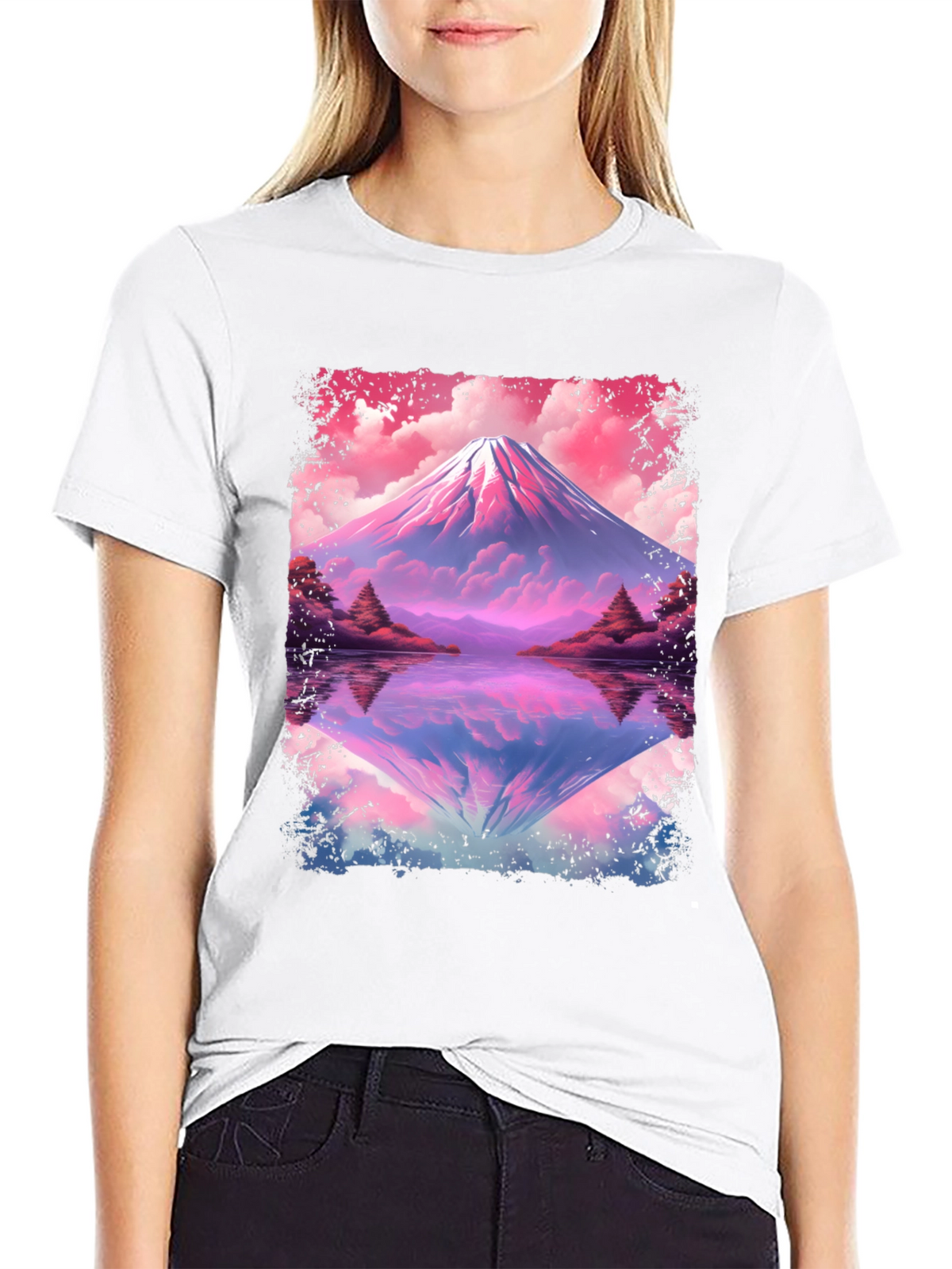 Mount Fuji Reflection Graphic T-Shirt