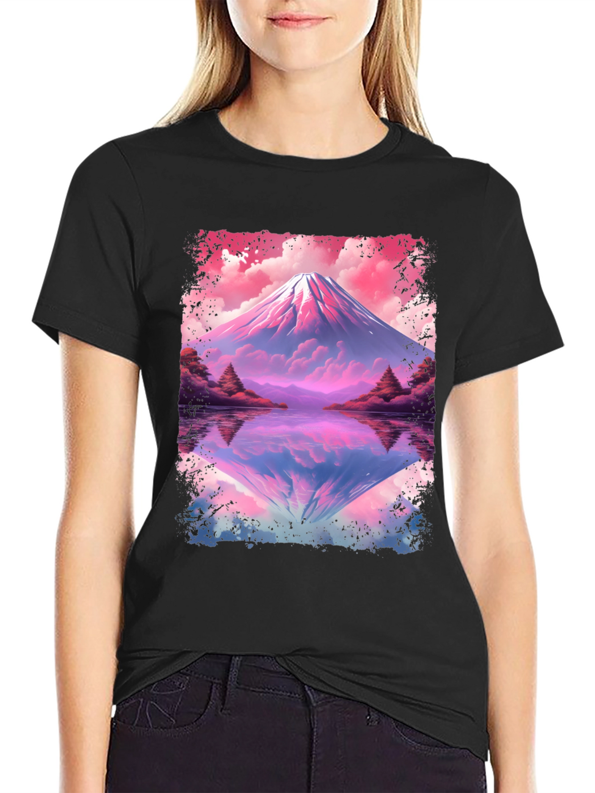 Mount Fuji Reflection Graphic T-Shirt