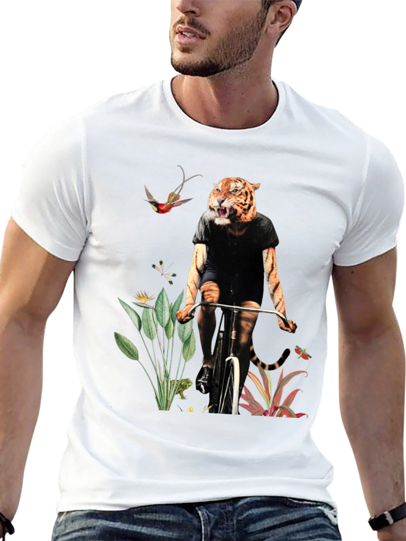 Tiger on Bike T-Shirt - Jungle Adventure