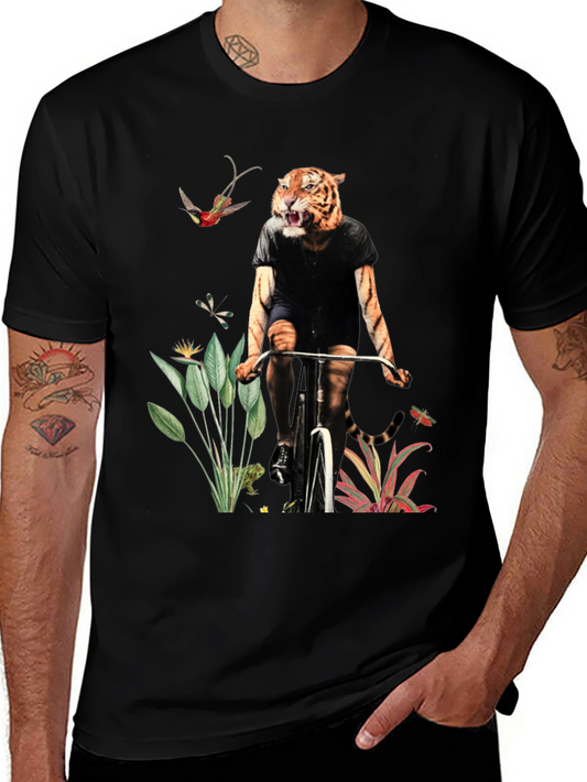 Tiger on Bike T-Shirt - Jungle Adventure