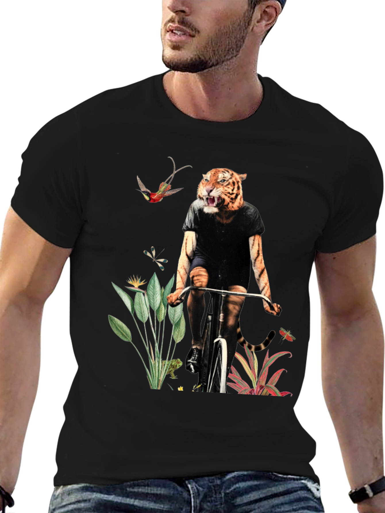 Tiger on Bike T-Shirt - Jungle Adventure
