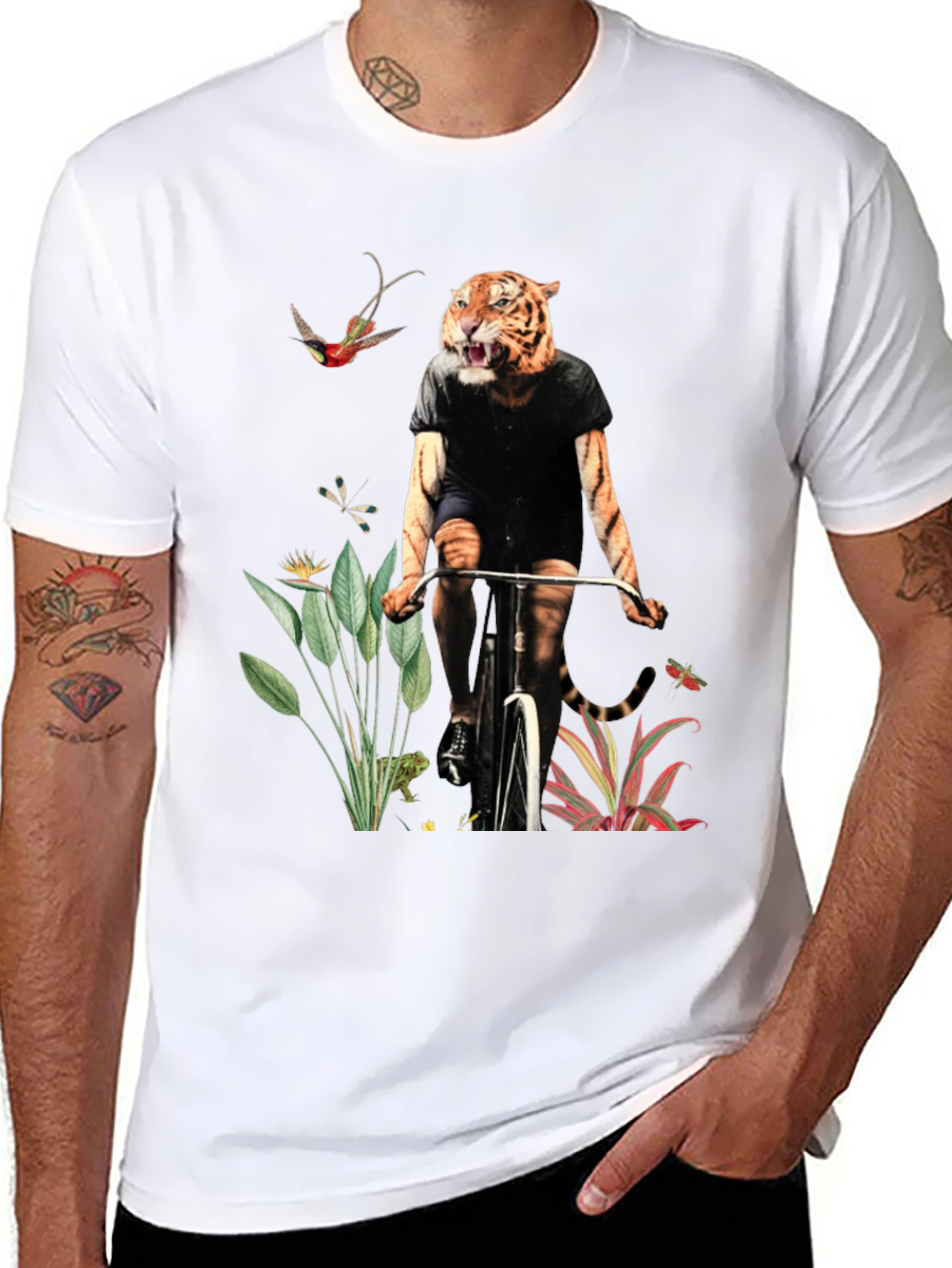 Tiger on Bike T-Shirt - Jungle Adventure