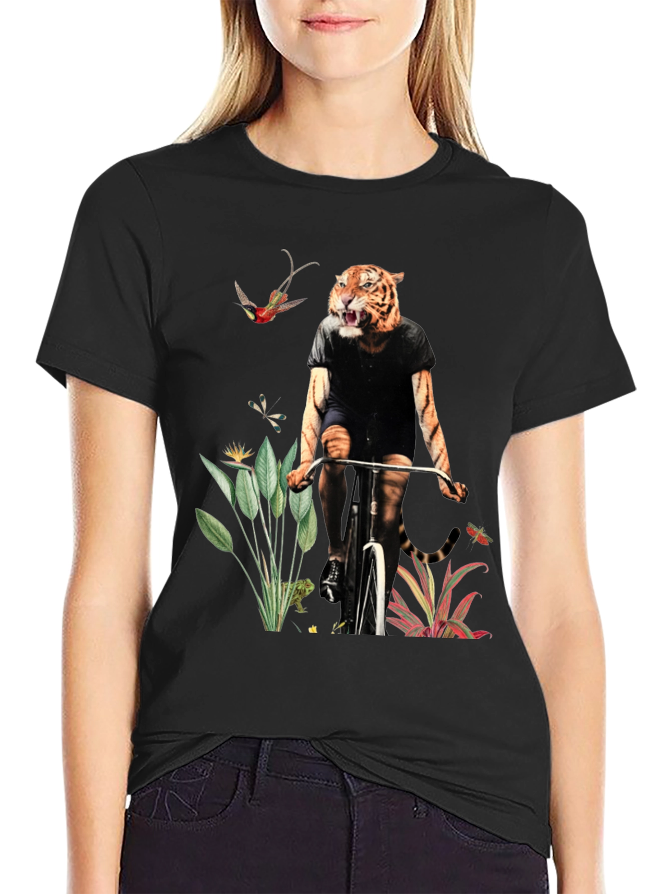 Tiger on Bike T-Shirt - Jungle Adventure