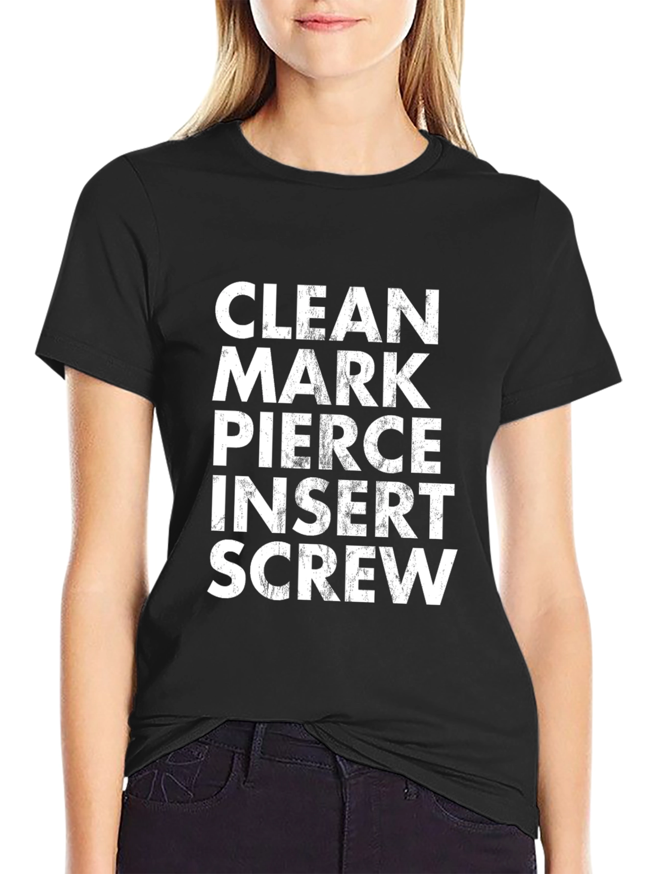Clean Mark Pierce Insert Screw Black Graphic Tee